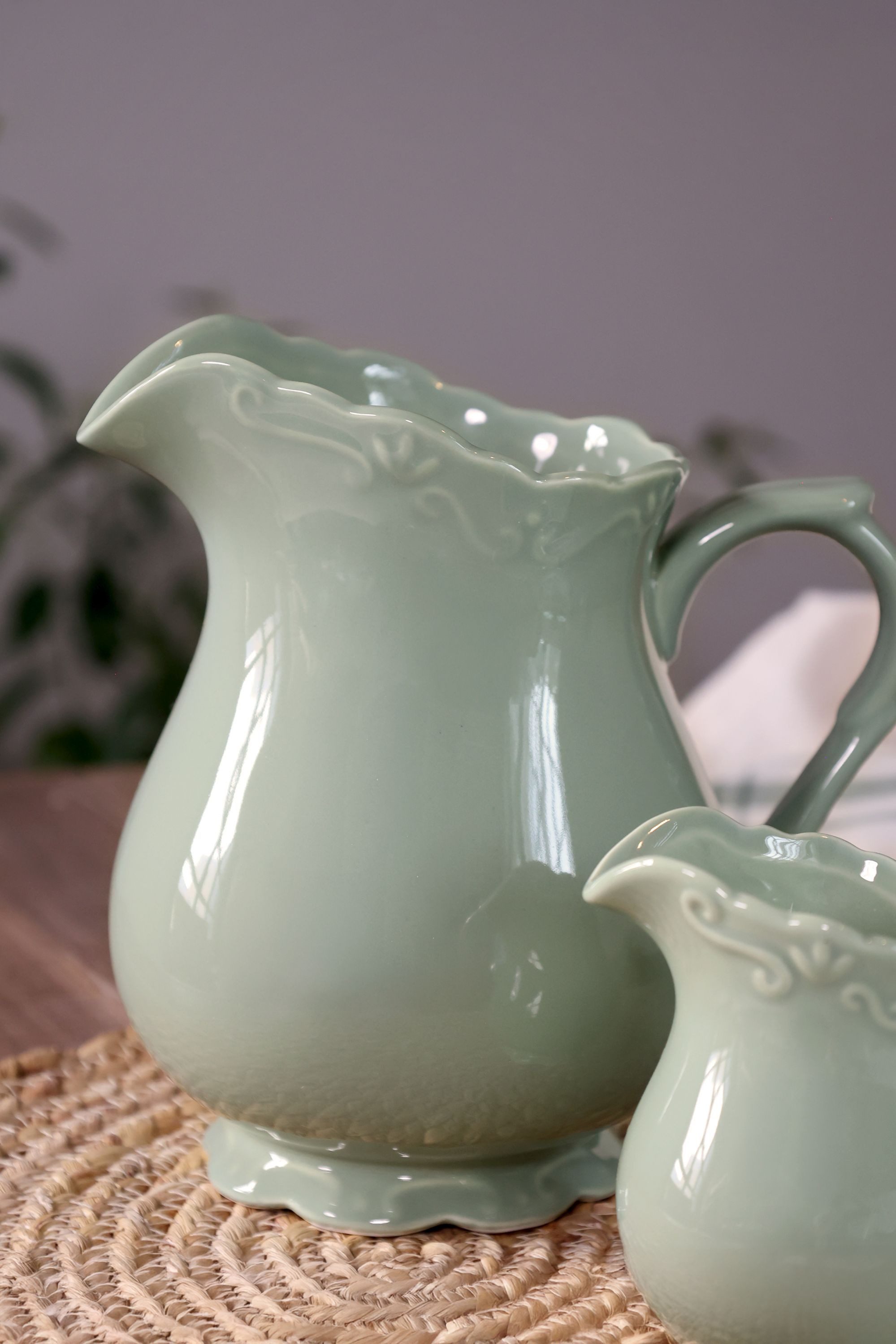 Chic Antique Kanne Chic Antique - Kanne Krug Karaffe Porzellan 1,1 Liter Provence Grün