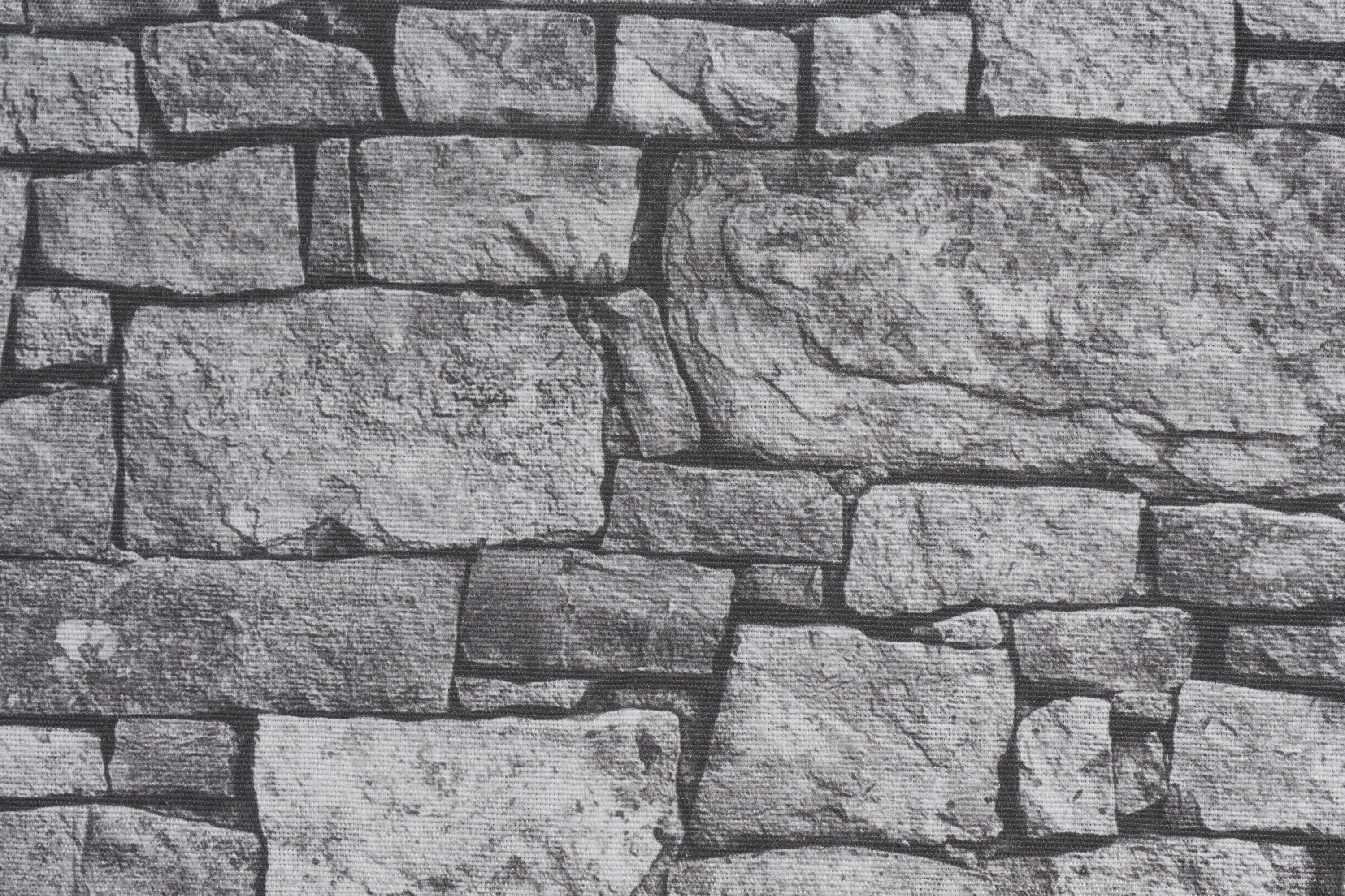 Stoff Motiv-Stoff Steinmauer-Grau, 140 cm breit Meterware