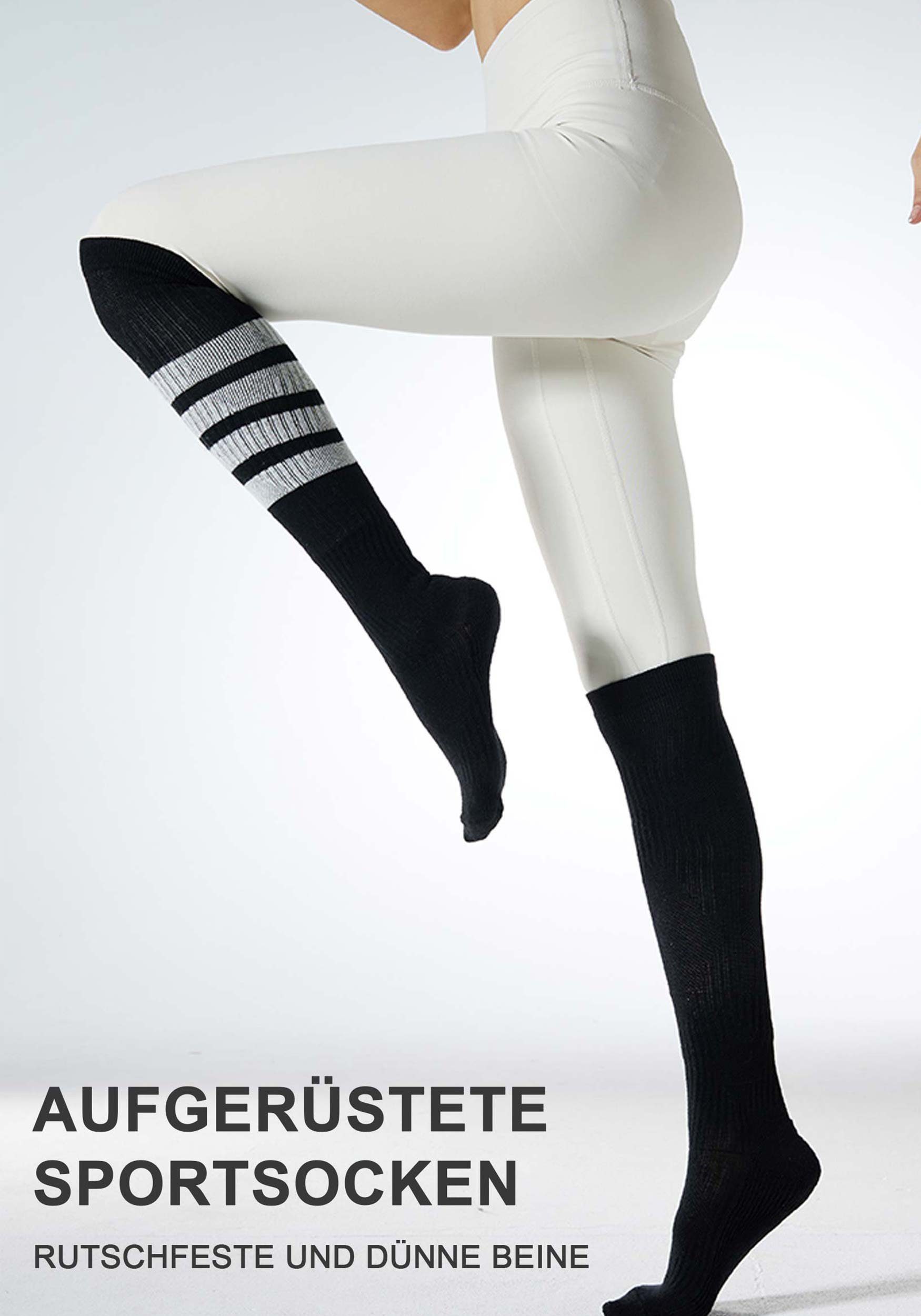 Elastizität,Starke Schwarz Strümpfe Kniestrümpfe Streifenmusterdesign,sehr gute Kniestrümpfe Socken Ladies MAGICSHE Damen 2er-Pack College