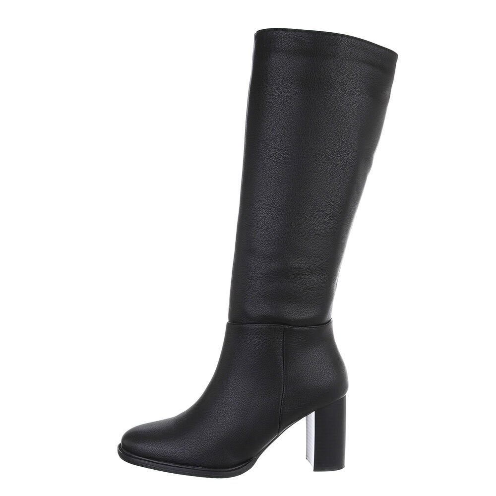 Ital-Design Damen Freizeit Сапоги на высоком каблуке Blockabsatz High-Heel Stiefel in Schwarz