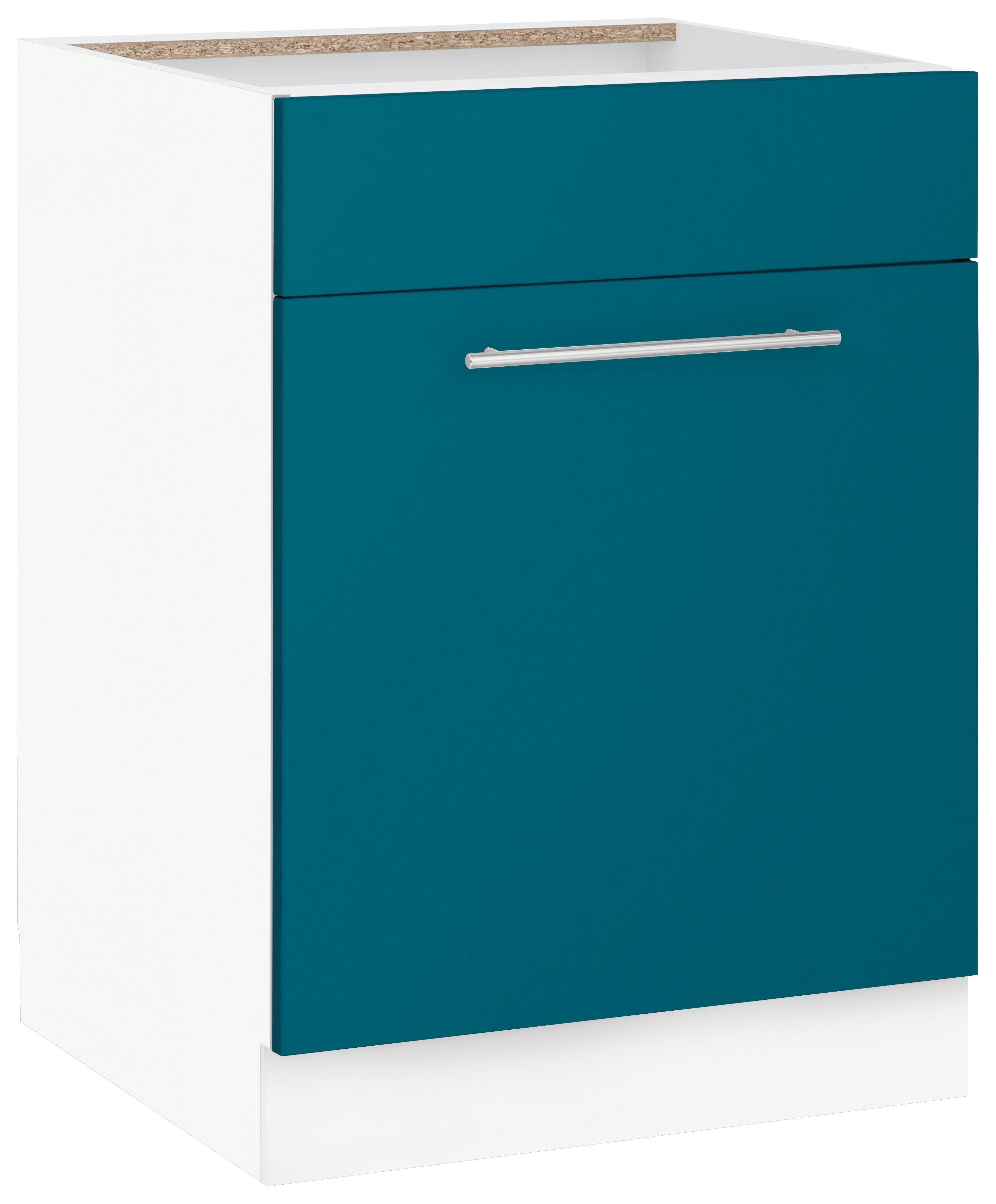 cm 60 Flexi2 Küchen Breite ozeanblau/weiß Spülenschrank wiho