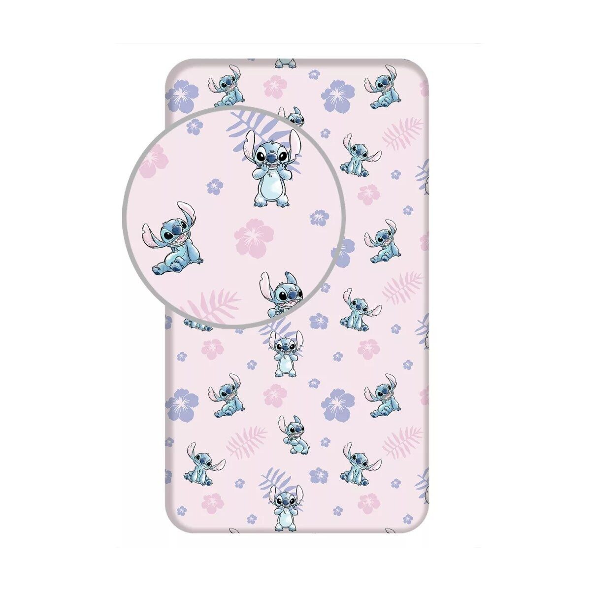 Lilo & Stitch Spannbettlaken Disney Lilo und Stitch Pink Spannbetttuch 90x200cm 100% Baumwolle, 100% Baumwolle, (1 Stück)
