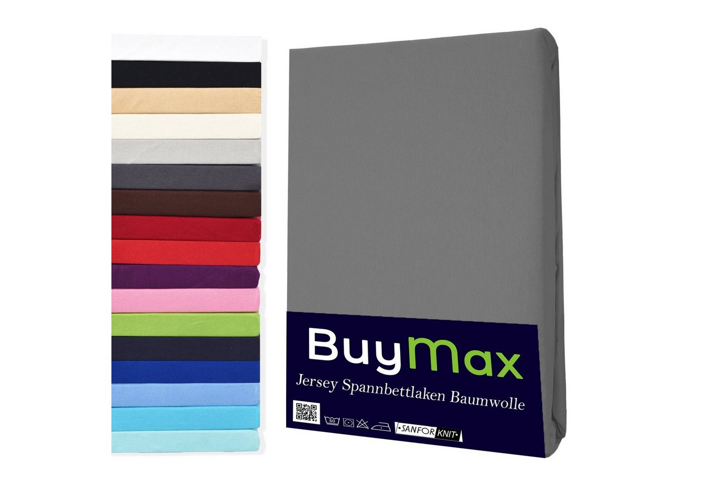 Buymax Spannbettlaken Buymax Jersey aus 100% Baumwolle, Jersey, Gummizug: Rundumgummi, (1 Stück), Pflegeleicht und Atmungsaktiv in Verschiedenen Farben und Größen