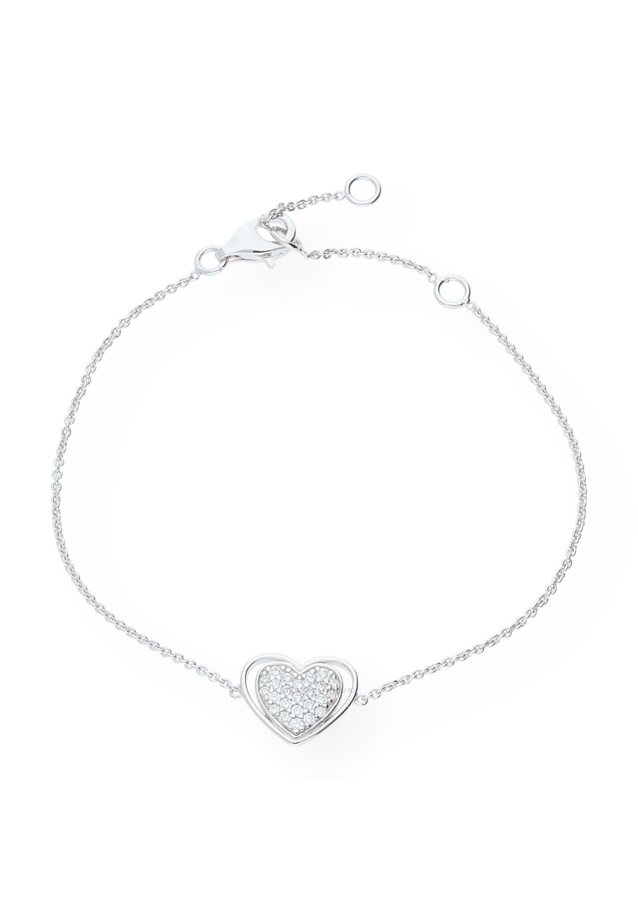 JuwelmaLux Silberarmband Armband Silber Herz mit Zirkonia (1-tlg), Damen Armband Silber 925/000, inkl. Schmuckschachtel