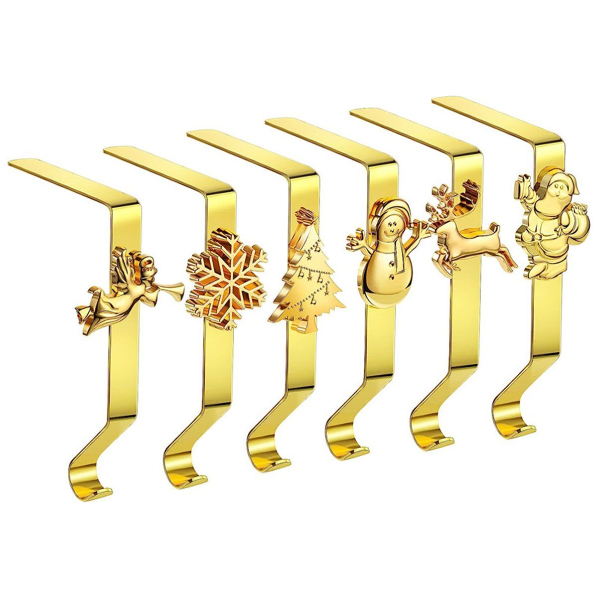 6Pcs Weihnachtsszene Kamin CTGtree Weihnachtsstrumpf Metall Gold - Halter Haken Haken