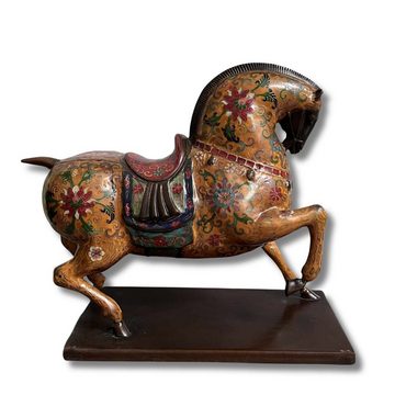 Asien LifeStyle Dekofigur Bronze Pferde Skulptur Cloisonne Figur aus China
