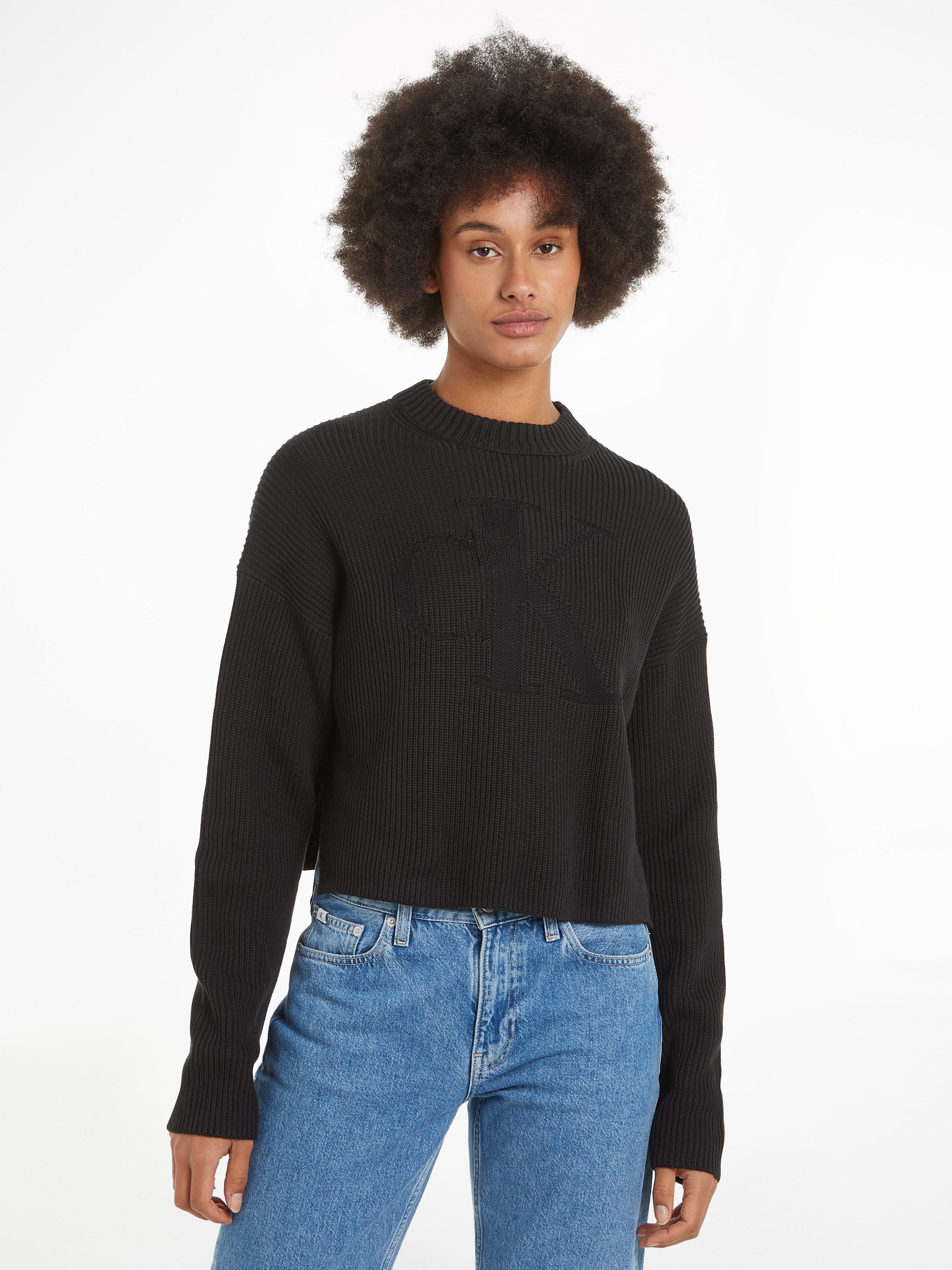 Calvin Klein Jeans Stehkragenpullover LOGO INTARSIA günstig online kaufen