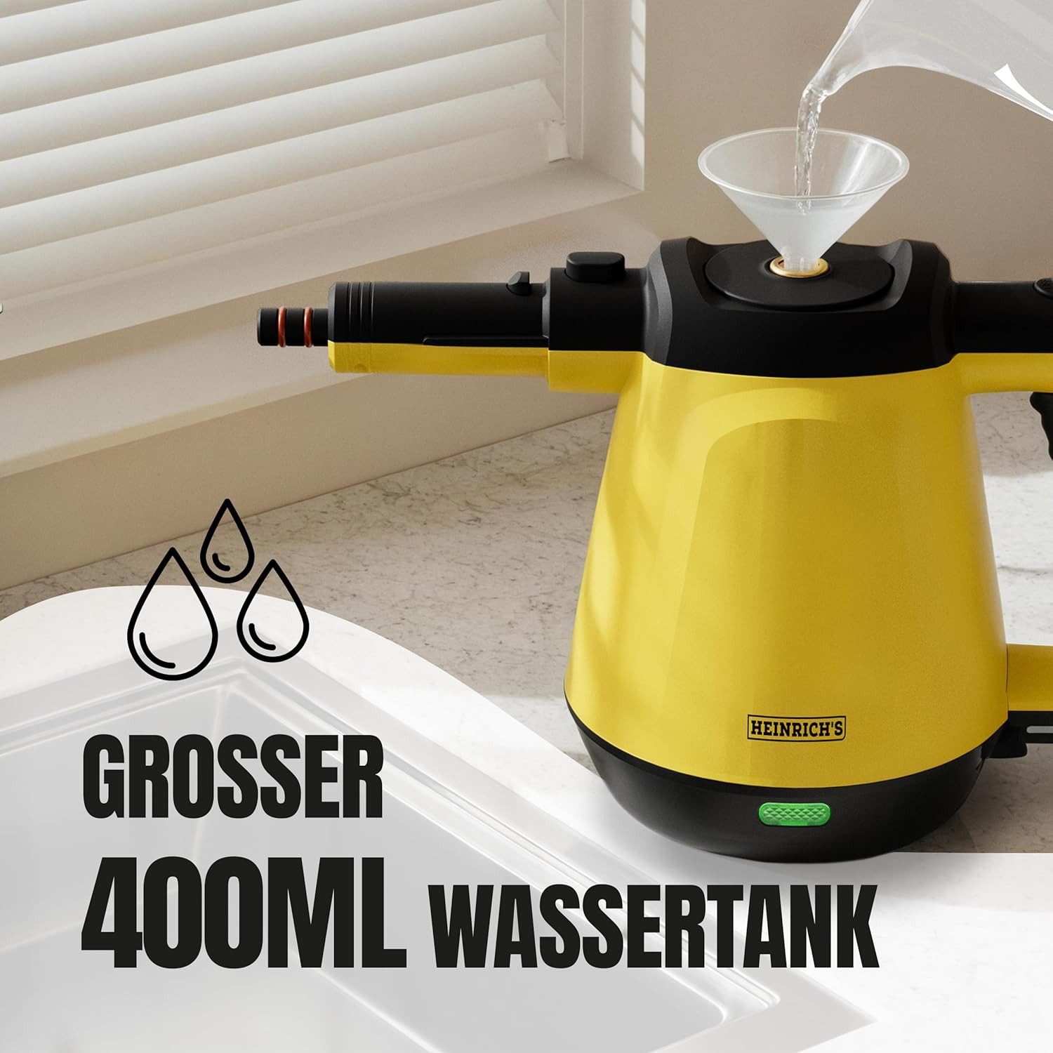 Heinrich´s Dampfreiniger HDR 8734 1200W Handdampfreiniger, 1200 W, 400ml Wassertank, kurze Aufheizzeit, 3,5 Bar