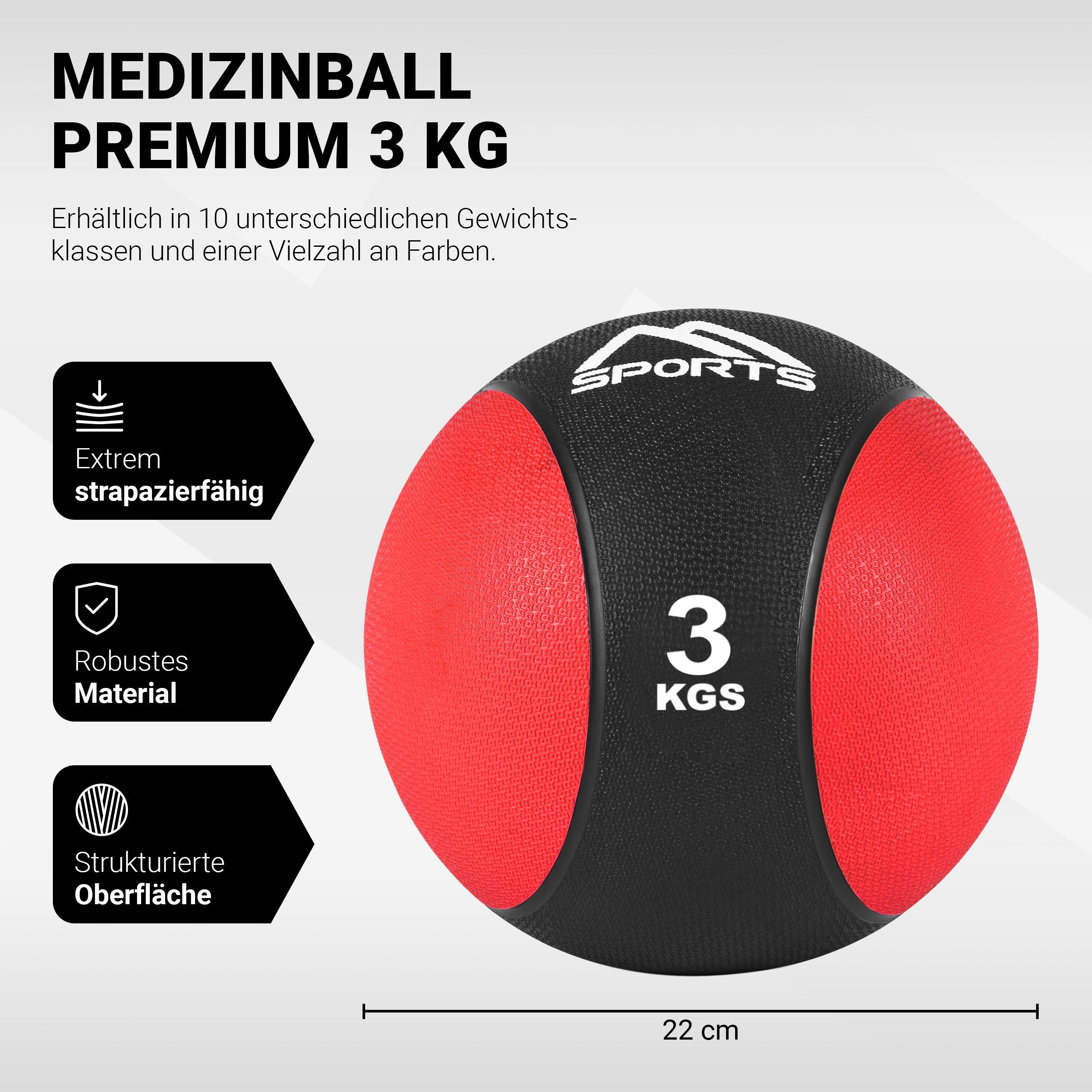 MSports® Medizinball Medizinball 1 – 10 kg – inkl. Übungsposter