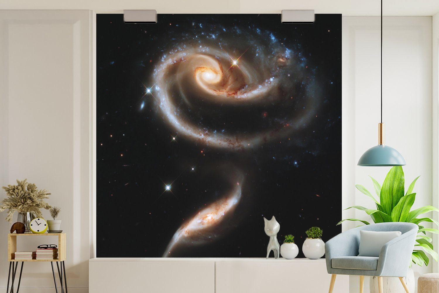 Wolke, Galaxie Vinyl MuchoWow bedruckt, (5 Matt, für - Wandtapete oder Schlafzimmer, Fototapete - St), Wohnzimmer Tapete Sterne