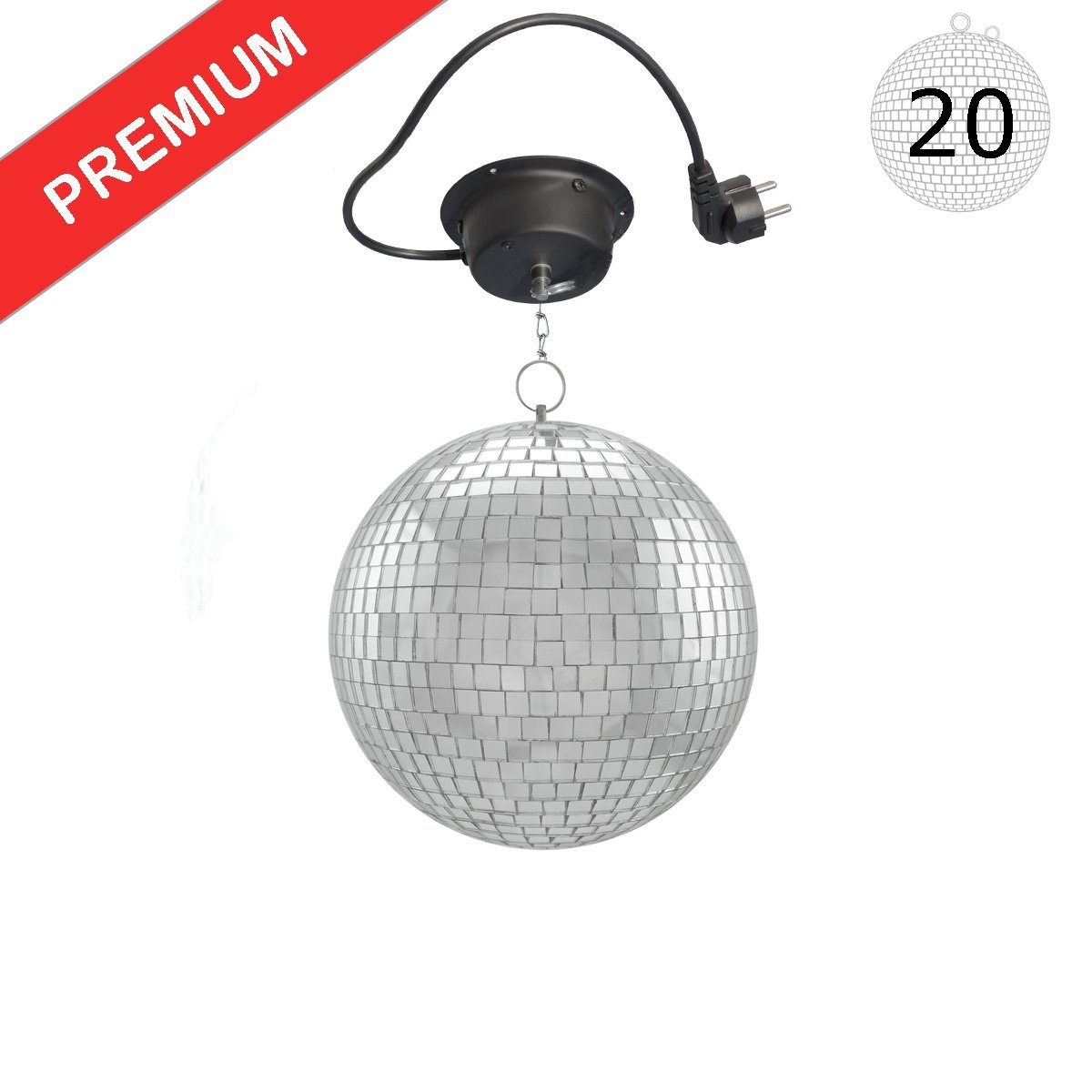 SATISFIRE Discolicht Spiegelkugel Set 20cm Kugel günstig online kaufen