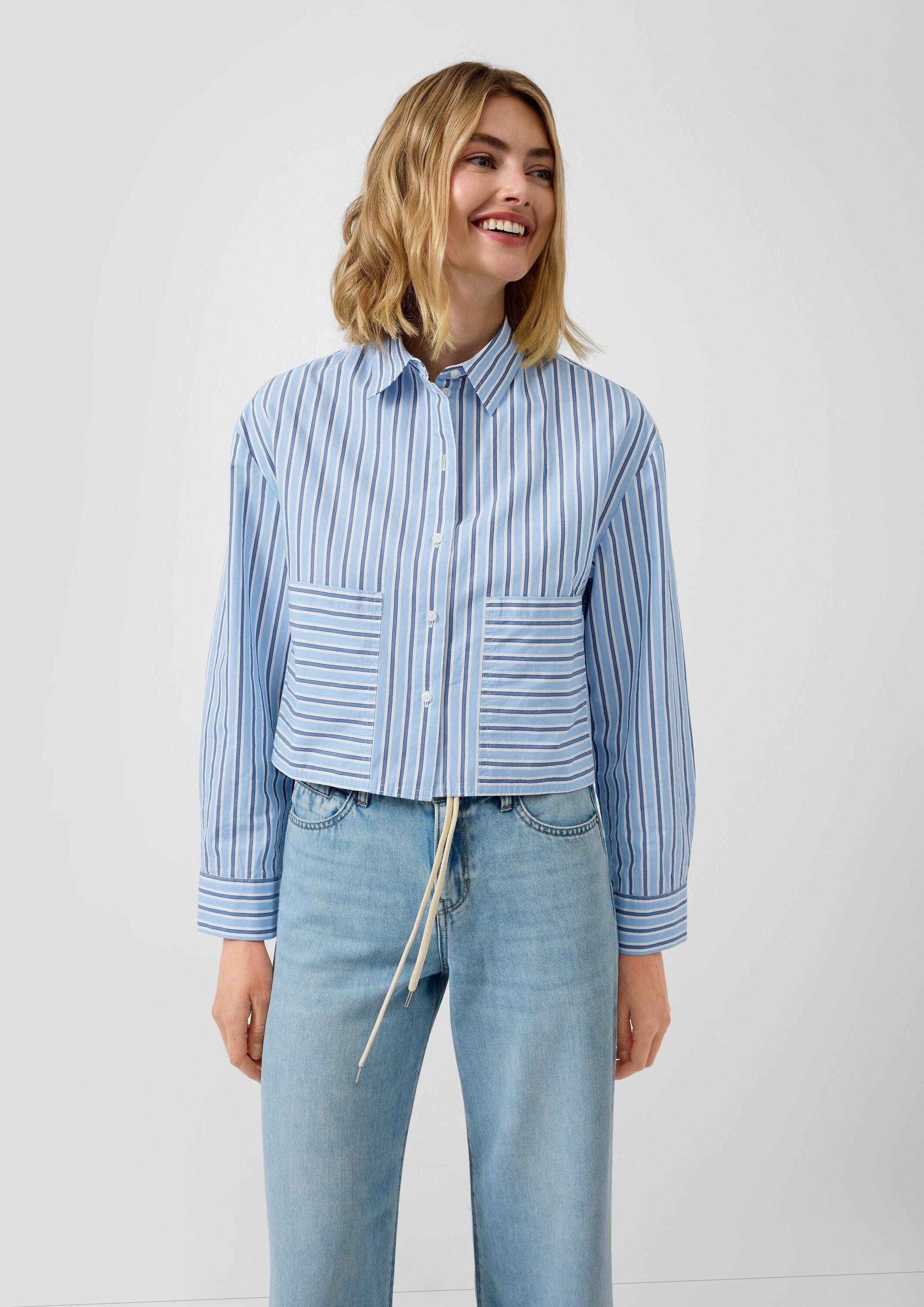 s.Oliver Langarmbluse Bluse Verkürzte Popeline-Bluse im Relaxed Fit günstig online kaufen