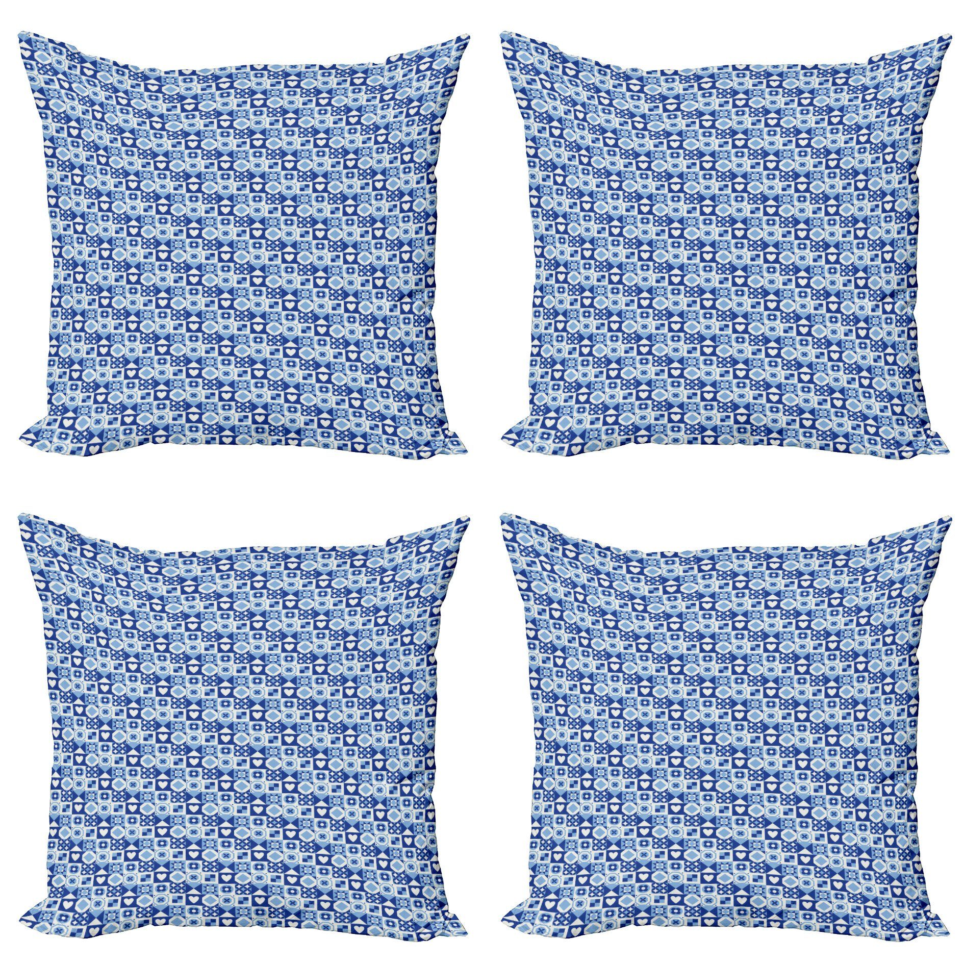 Kissenbezüge Modern Accent Doppelseitiger Digitaldruck, Stück), Squares Navy Abakuhaus (4 Grid blau Zusammenfassung