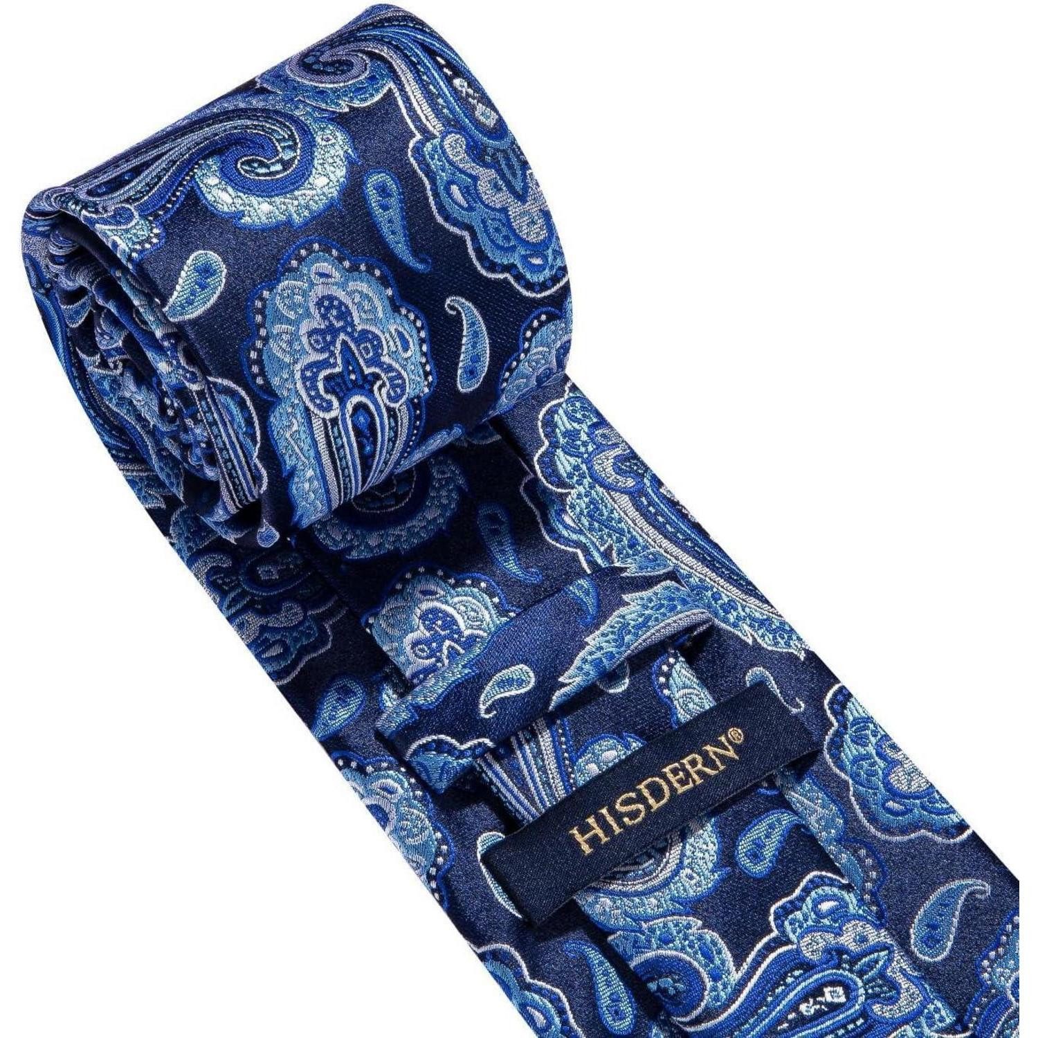 LuxusKollektion Krawatte Krawatte Herren Einstecktuch Blume Paisley Hochzeit Set Blau