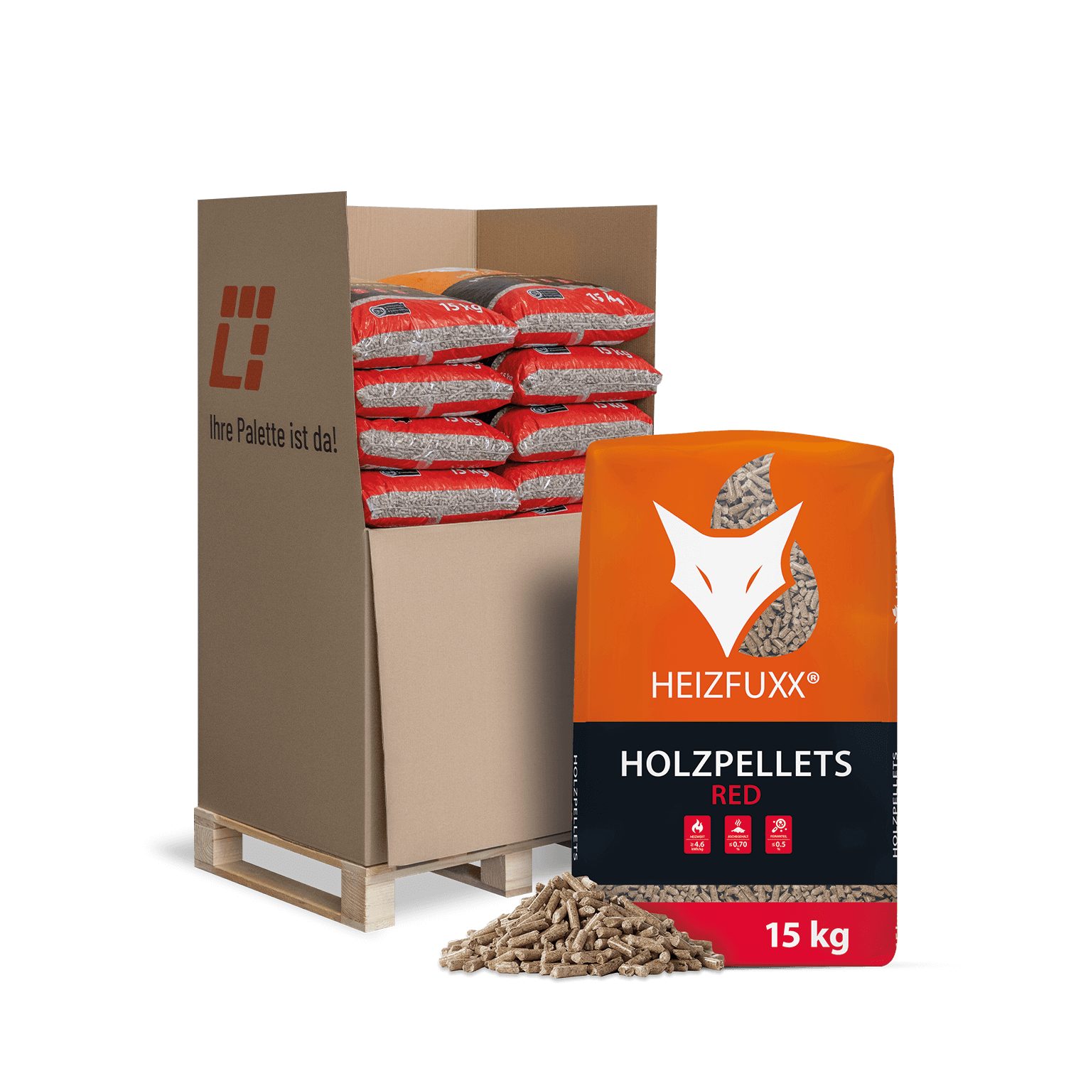 HEIZFUXX Holzpellets Red, 300 kg, (Palette, 20-St)