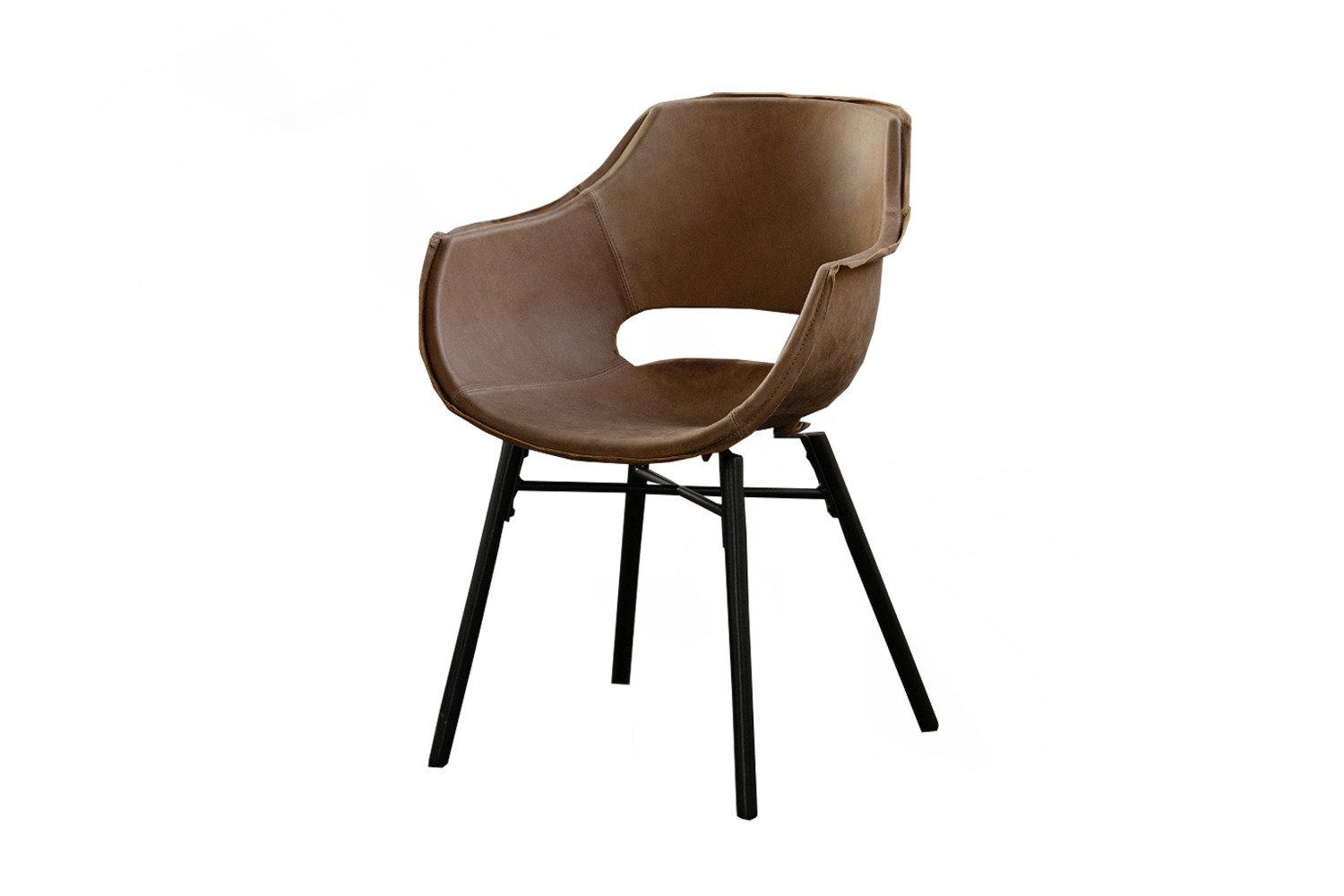 KAWOLA Esszimmerstuhl ZAJA Lederstuhl - Bequem Speisen - Design Stuhl (1 St), Echtleder, Vintage-Look, Metallbeine, Ziernähte