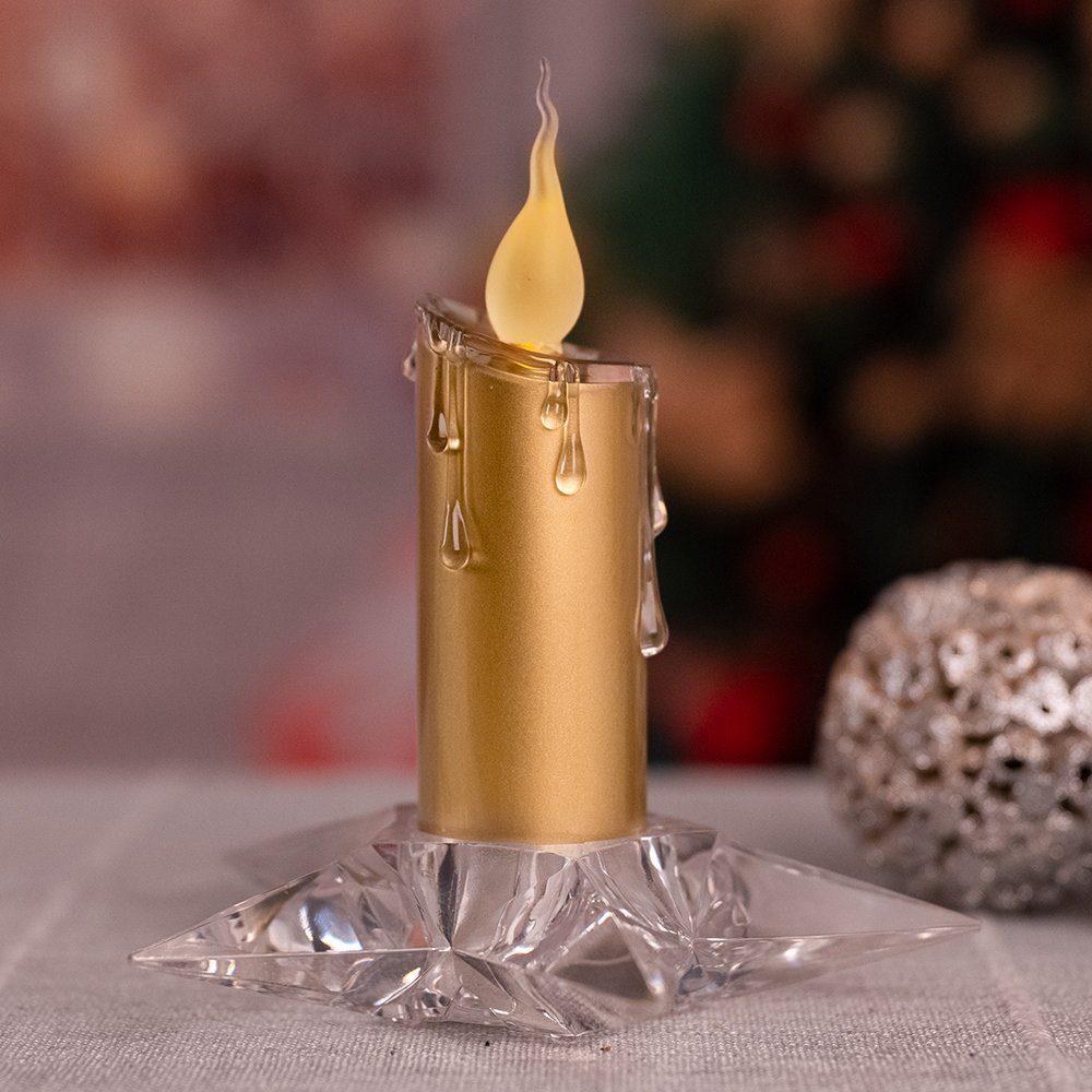 Weihnachtskerze Kerze LED gold LED etc-shop batteriebetrieben LED Weihnachtsdeko Dekolicht,