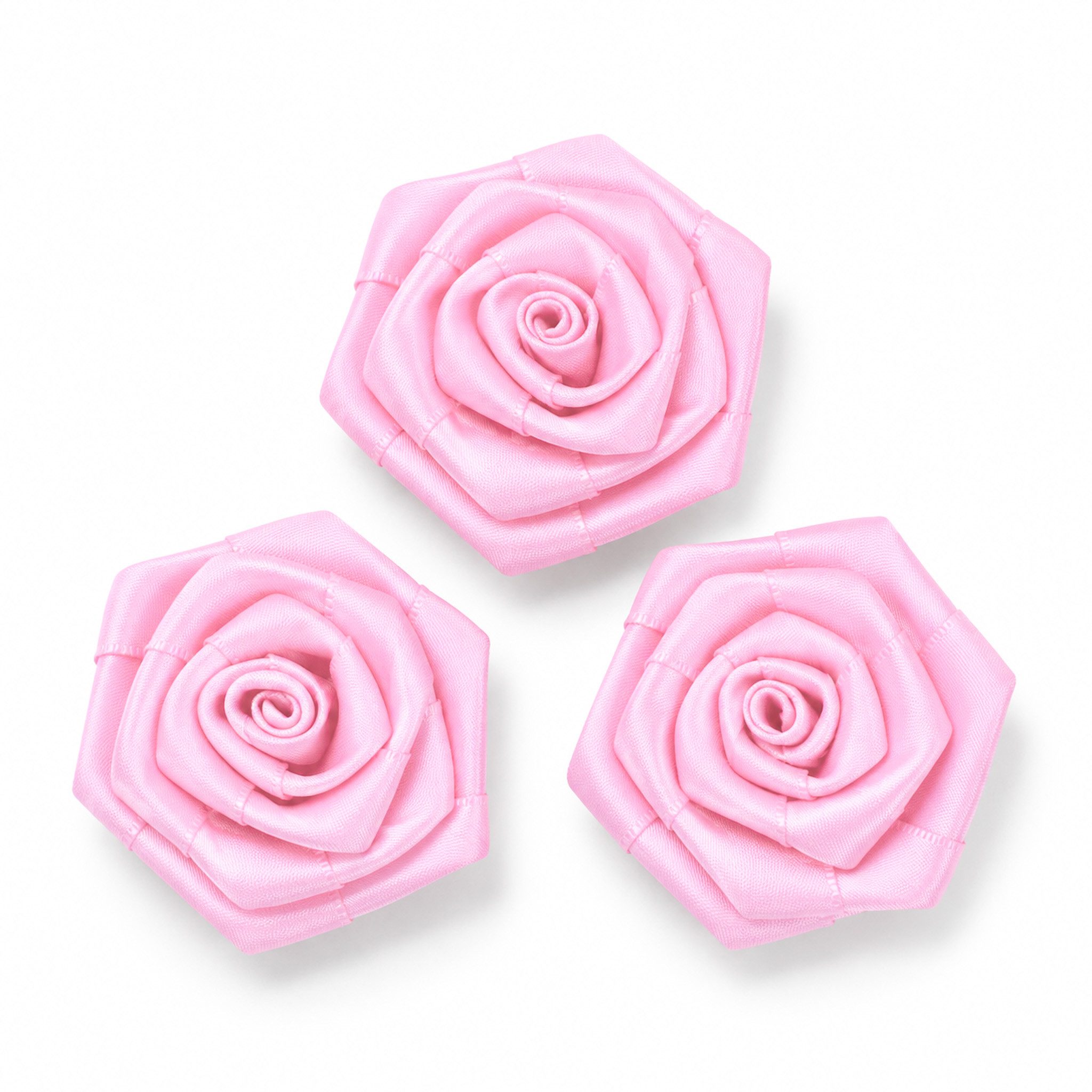 Creativery Streudeko, Satinrosen 6cm zum Basteln & Aufnähen 3 Stück Rosa