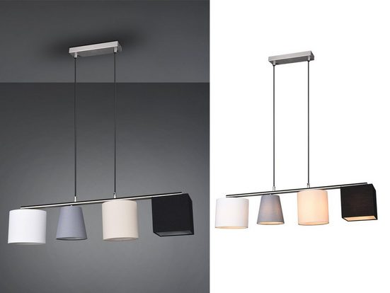 TRIO LED Pendelleuchte, mehrflammig mit Stoff-Lampenschirm hängend für