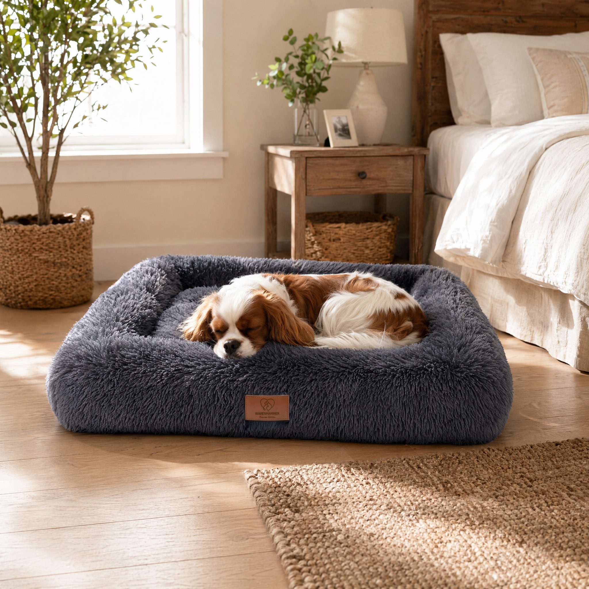 Warenhammer Hundebett Hundekörbchen, flauschig weiche Hundematte, abnehmbar und waschbar, Innenpolster herausnehmbar, extra gepolstert durch Flockenfüllung
