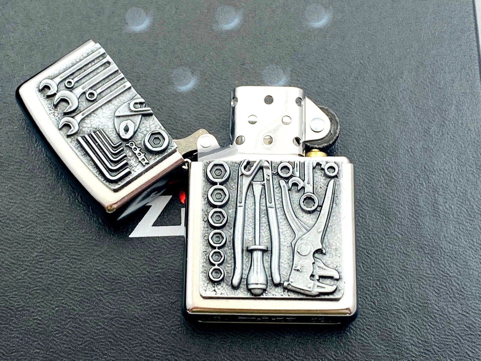 Zippo Feuerzeug ZIPPO Geschenkset Toolbox Werkzeugkasten Mechaniker Handwerk Feuerzeug (4 teiliges Set inkl. Zippo, Benzin, Feuersteine und Geschenkbox)