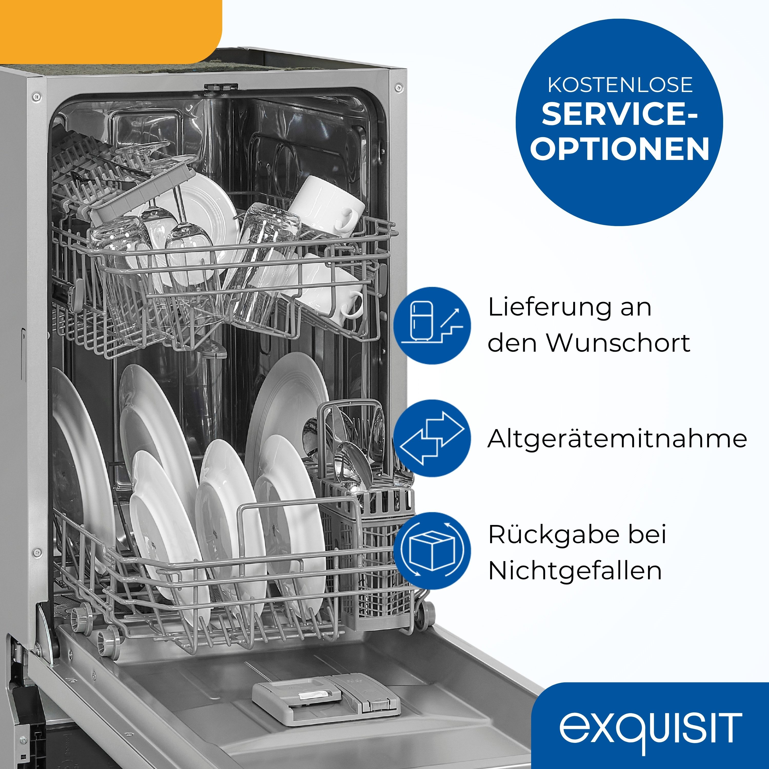 exquisit vollintegrierbarer Geschirrspüler EGSP52109-E-030E, 9,0 l, 9 Maßgedecke, LED-Display, Mehrfach-Wasserschutz, Restlaufzeitanzeige