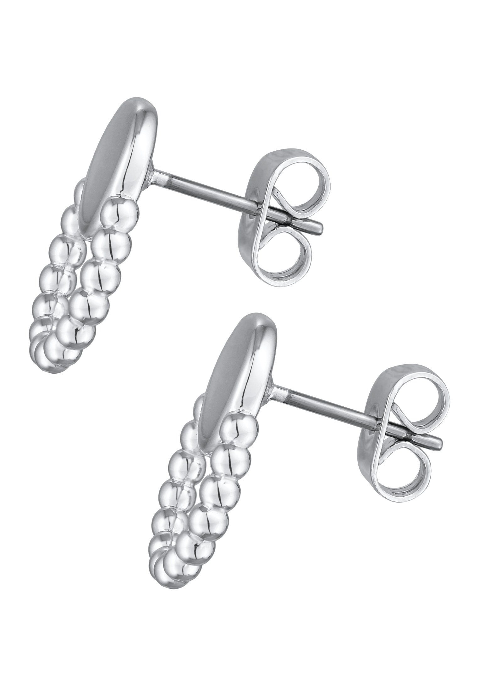 Elli Paar Ohrstecker Plättchen Dots Kreis Design Messing Silberfarben, Kugel