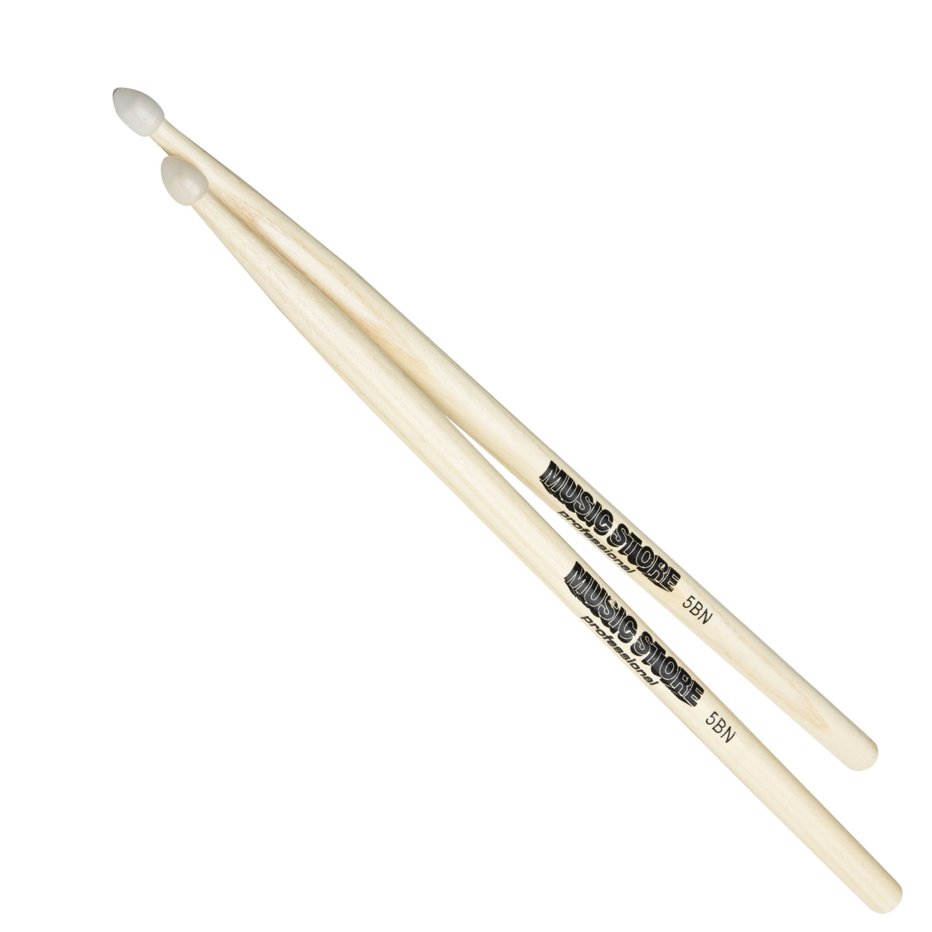 MUSIC STORE Drumsticks (Drumstick Set 12 x 5BN Hickory Sticks with Nylon Tip 419mm Length 15mm Diameter Ideal for Drummers Includes Practice Pad, Sticks, Beater und Mallets, Stick Packs), Drumstick Set, Hickory Sticks, Nylon Tip