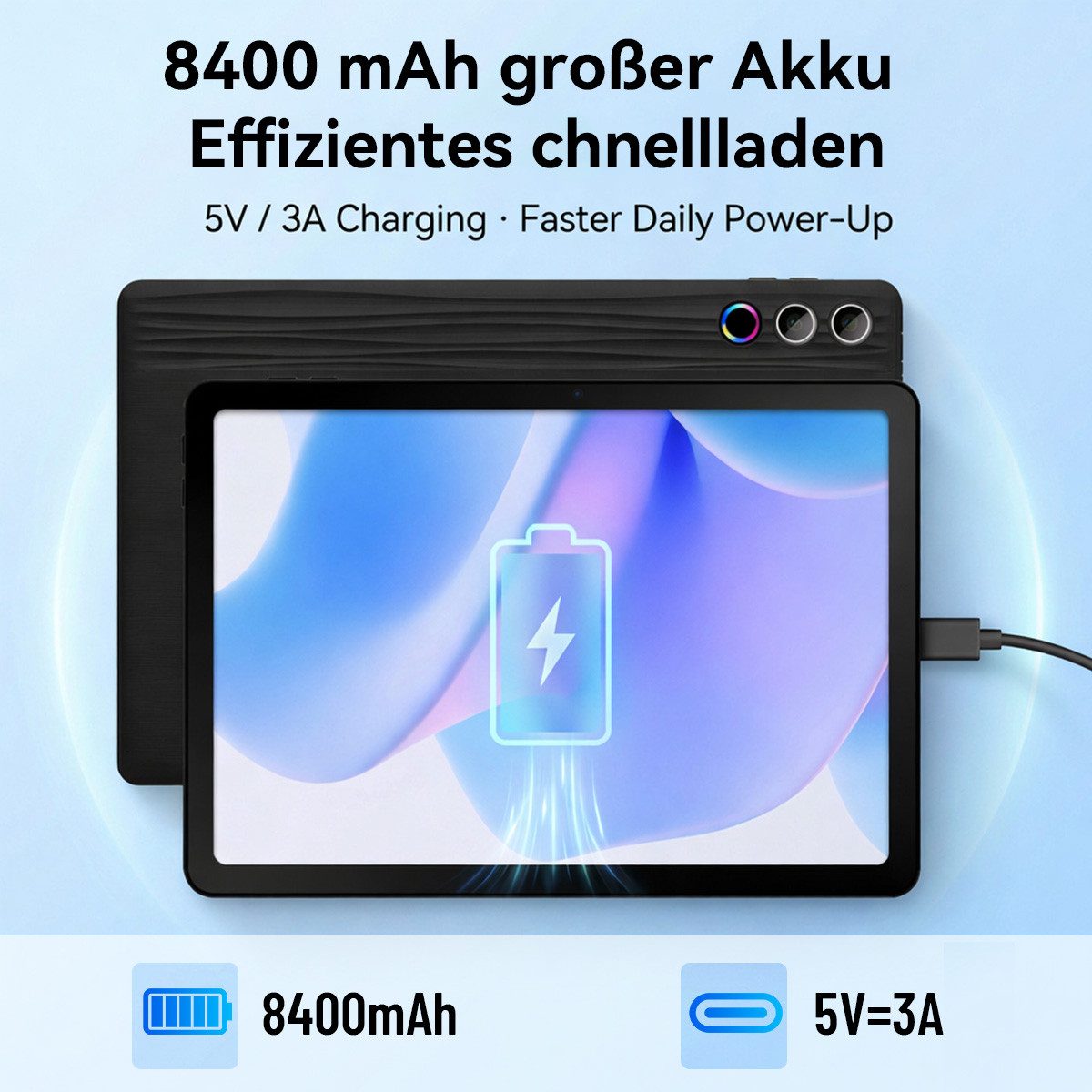 Happybe 11,5 Zoll Octa Core 30(6+24)GB 128GB 1TB TF, 2K FHD, 8400mAh, WiFi 6 Tablet (11.5", 128 GB, Android15, 5G WiFi, Android 15, 5G WiFi, BT 5.3, PC-Modus)
