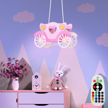 etc-shop LED Pendelleuchte, Leuchtmittel inklusive, Warmweiß, Farbwechsel, Hänge Pendel Lampe Mädchen Kinder Zimmer Fernbedienung DIMMER im Set