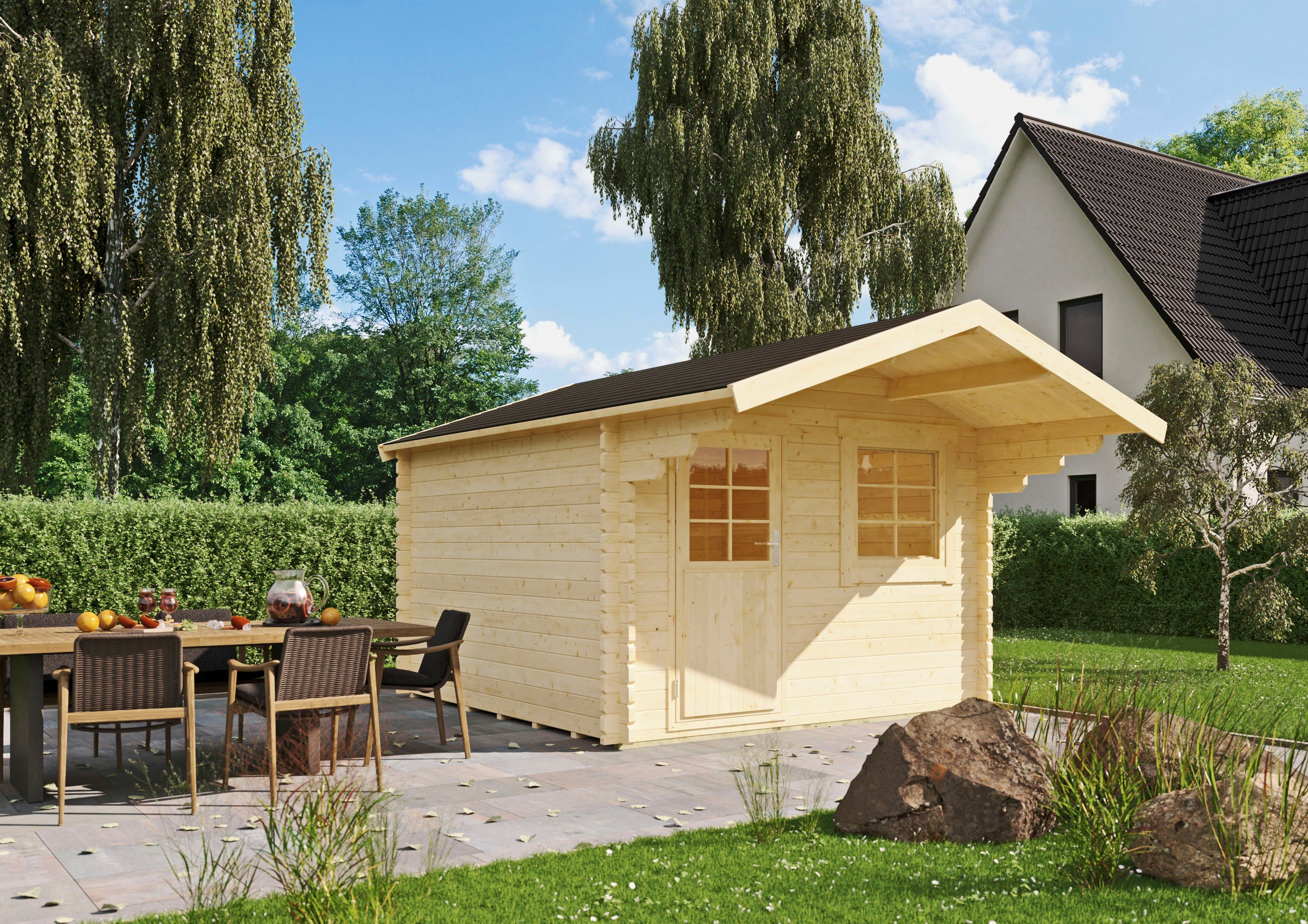 Burgersberg, Gartenhaus aus BxT: Kiehn-Holz 340x443 Fichtenholz cm, naturbelassenem