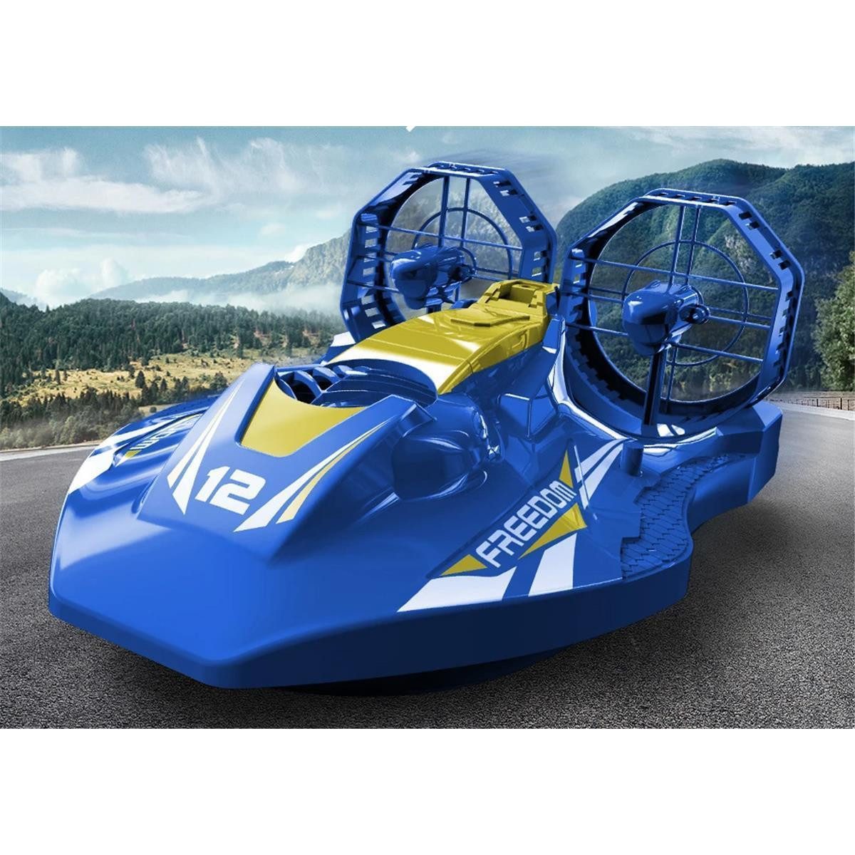 efaso RC-Boot A1 RC Hovercraft - Ferngesteuertes Luftkissenboot / Boot mit 2 Motoren, 2 Propeller, High Speed Motoren, Warnsignal bei schwachem Akku