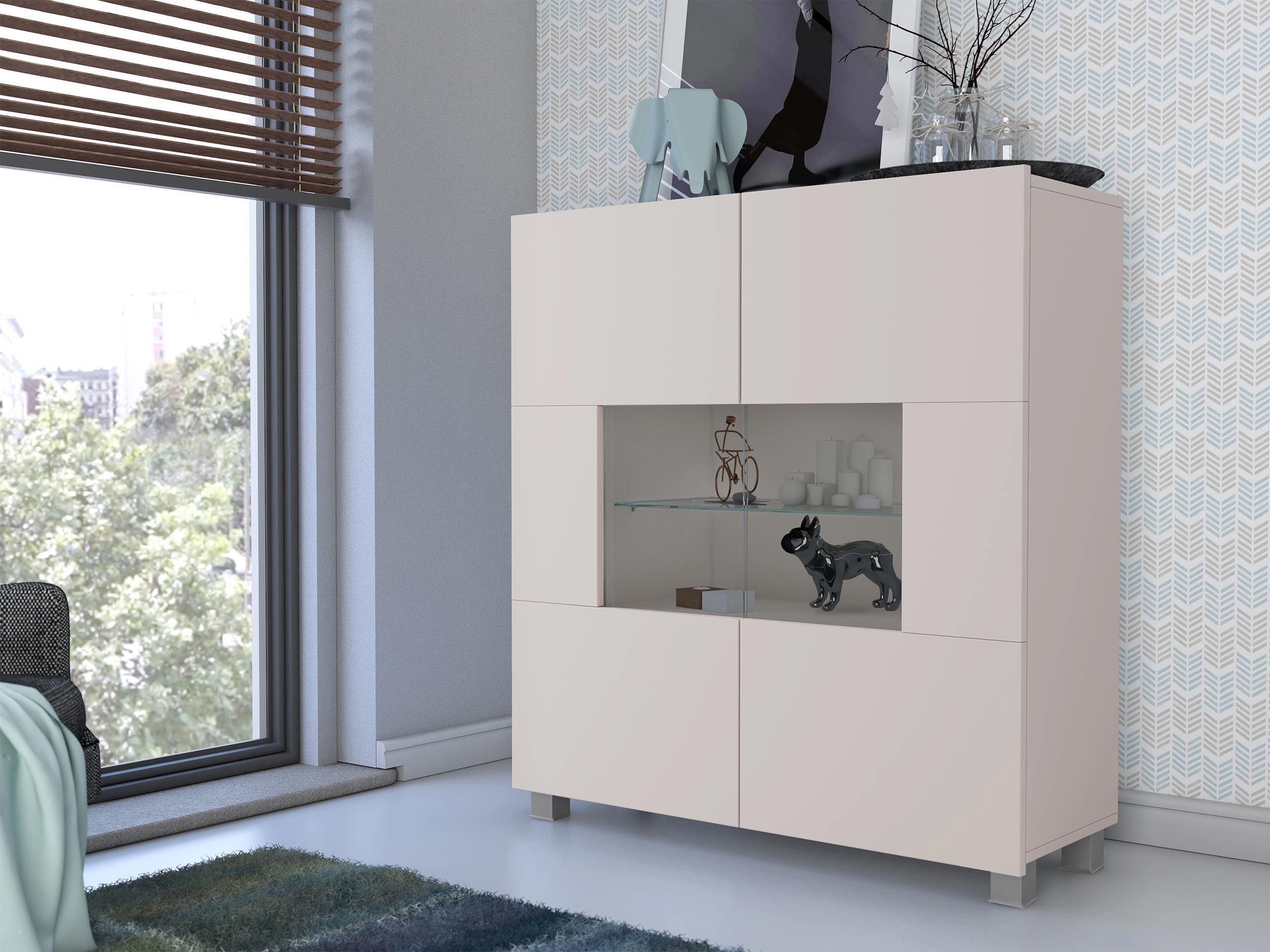 MIRJAN24 Kommode Calabrini 01 (mit 2 Türen), LED-Beleuchtung als Option