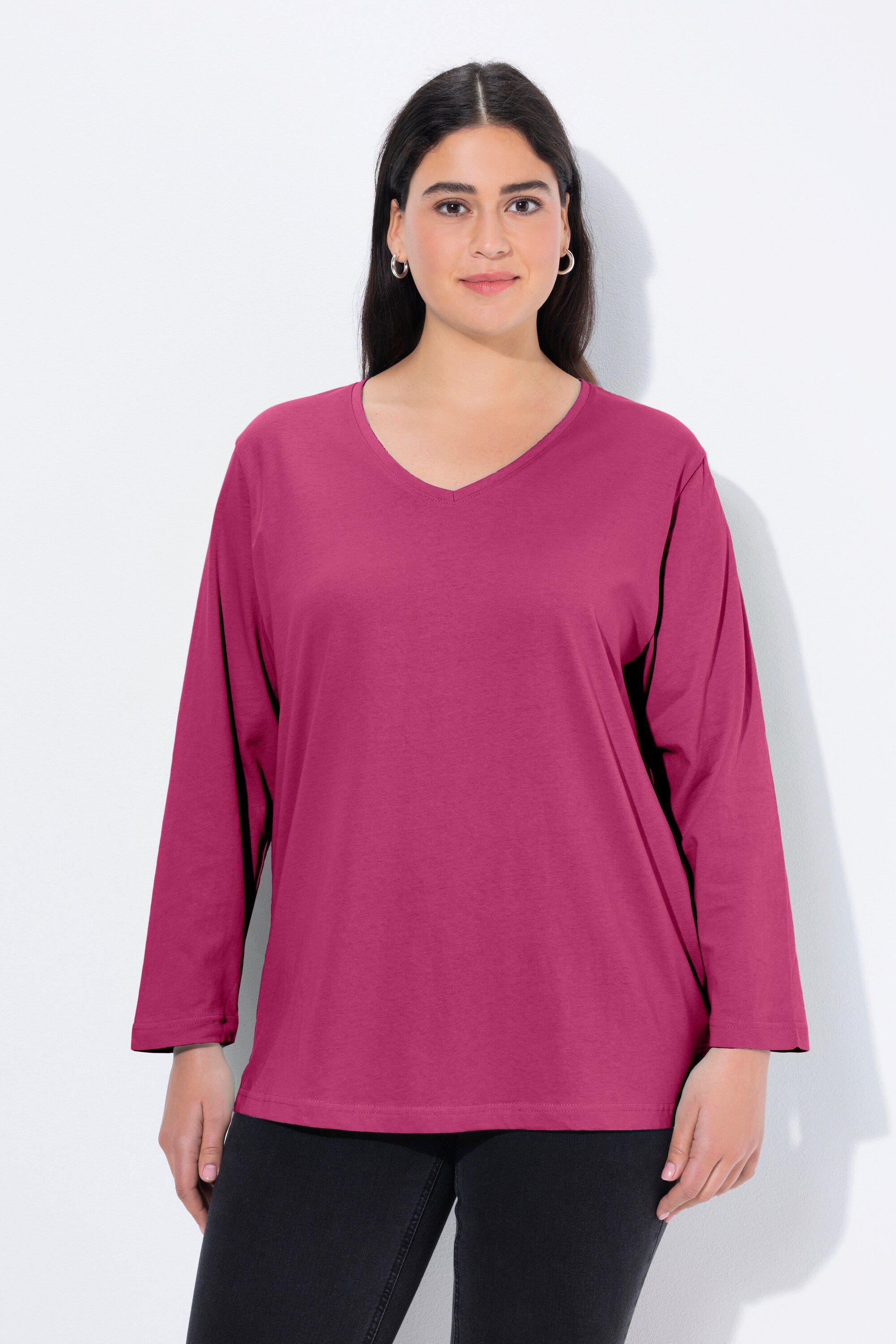 T-Shirt Shirt V-Ausschnitt Relaxed Langarm