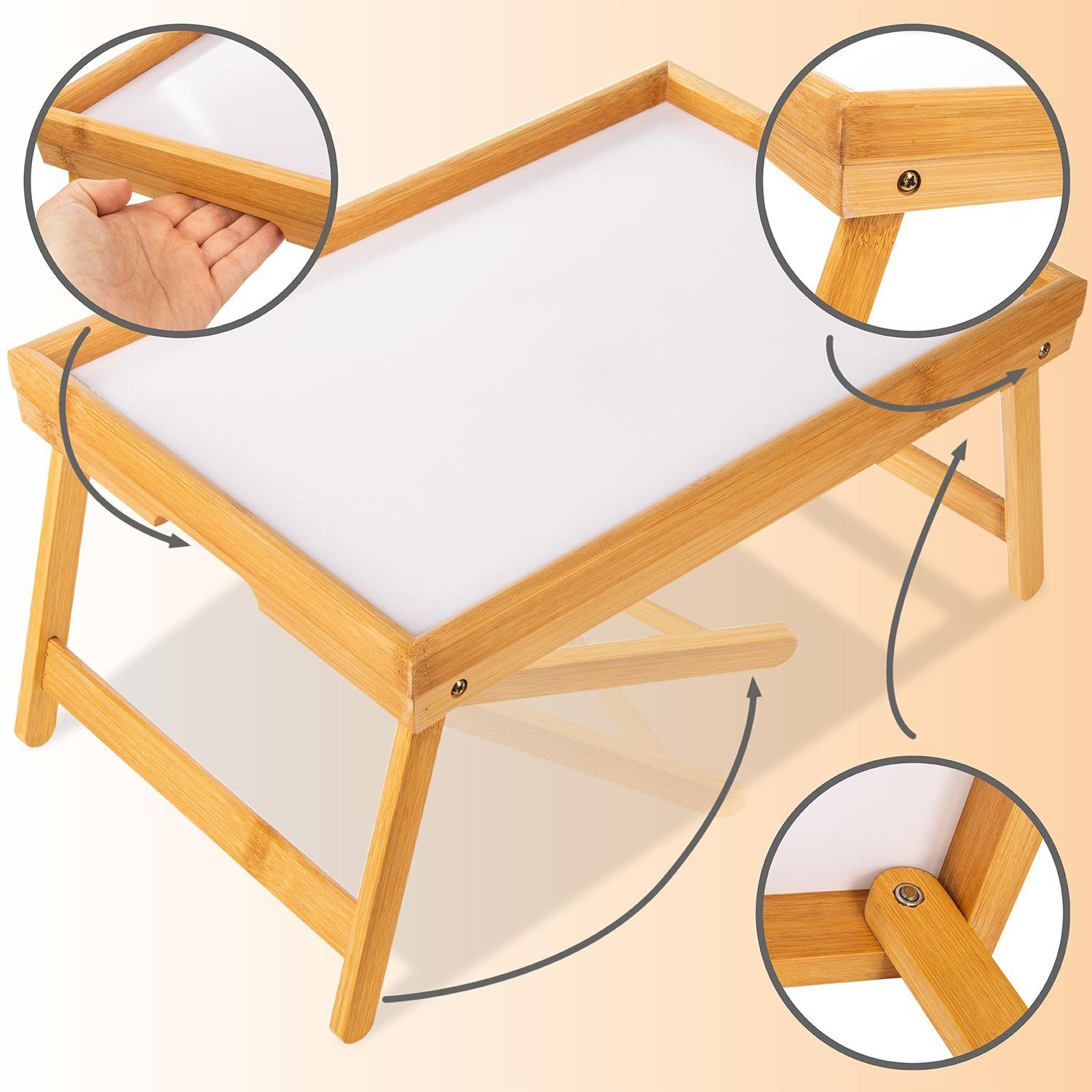 Dimono Tabletttisch Frühstückstablett Bambus Bett-Tablett, Serviertablett günstig online kaufen
