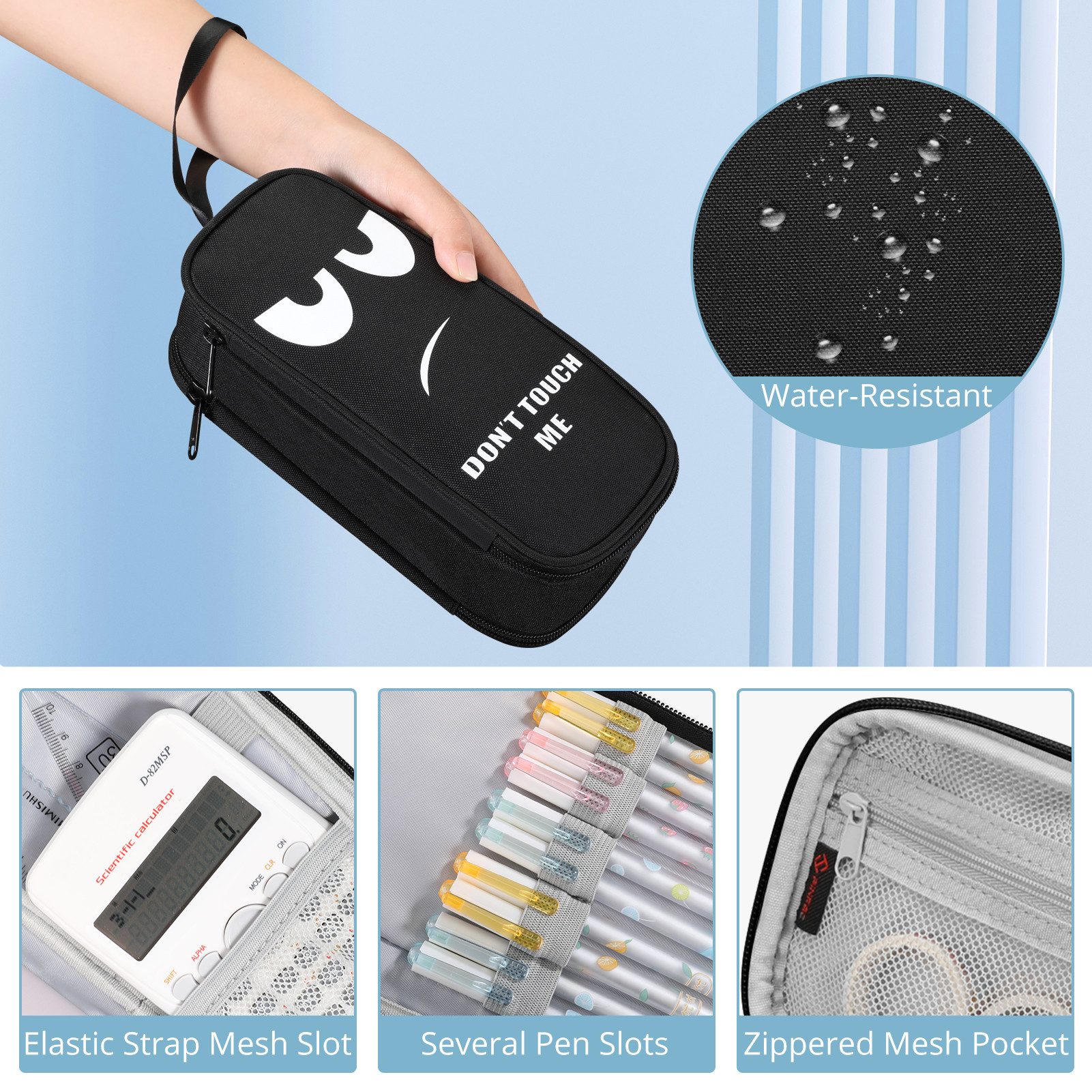 Fintie Federmäppchen Federtasche - Große Kapazität Mäppchen mit 3 Fächern Stiftetasche, Schlamperbox Bleistifttasche Schulmäppchen für Schule & Büro – Bild 4 von 5
