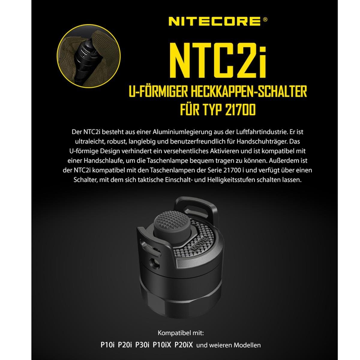 Taschenlampe LED Nitecore I-Serie NTC2I U-Shape für Heckschalter