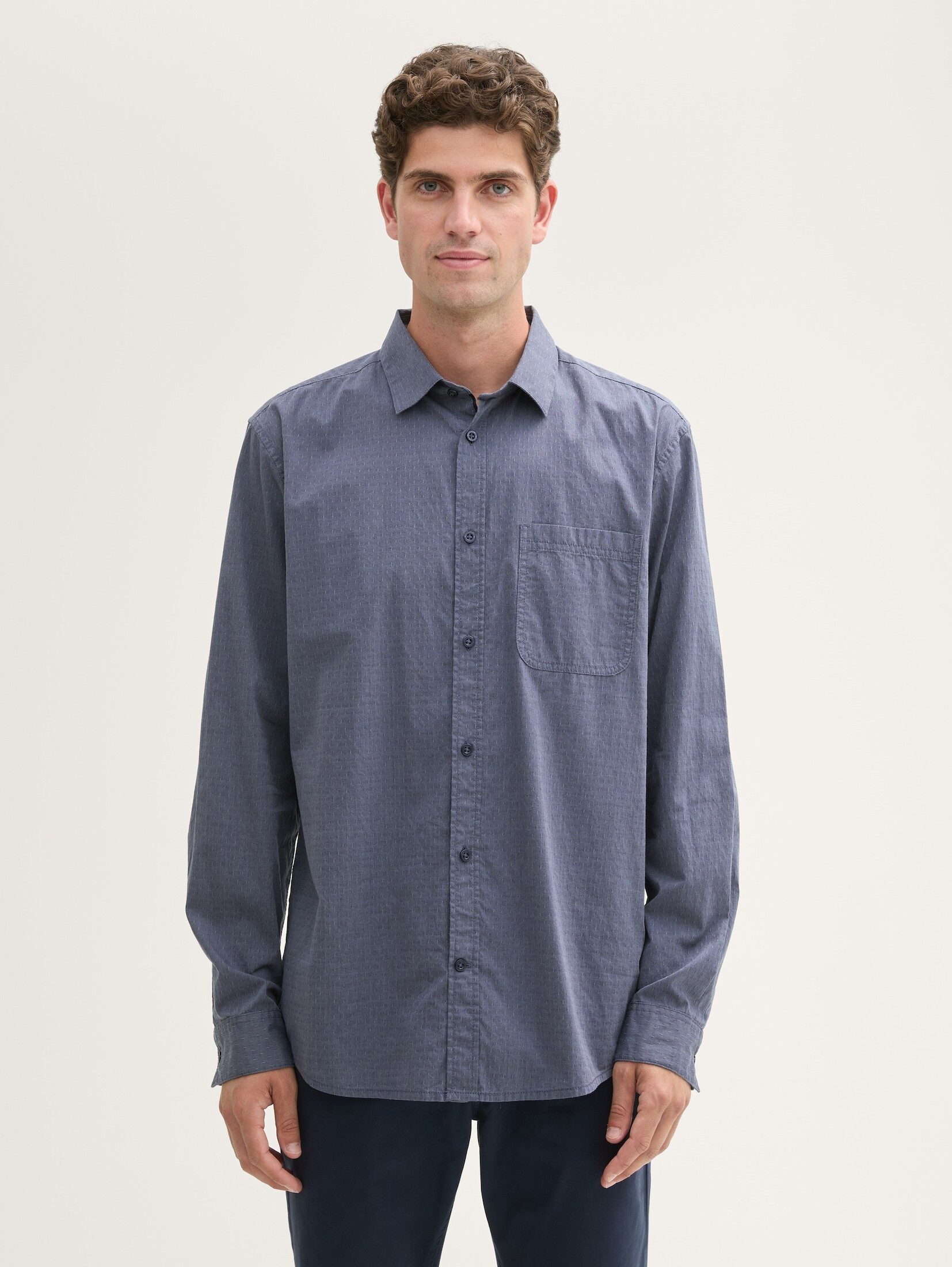 Langarmhemd Chambray Hemd mit Brusttasche