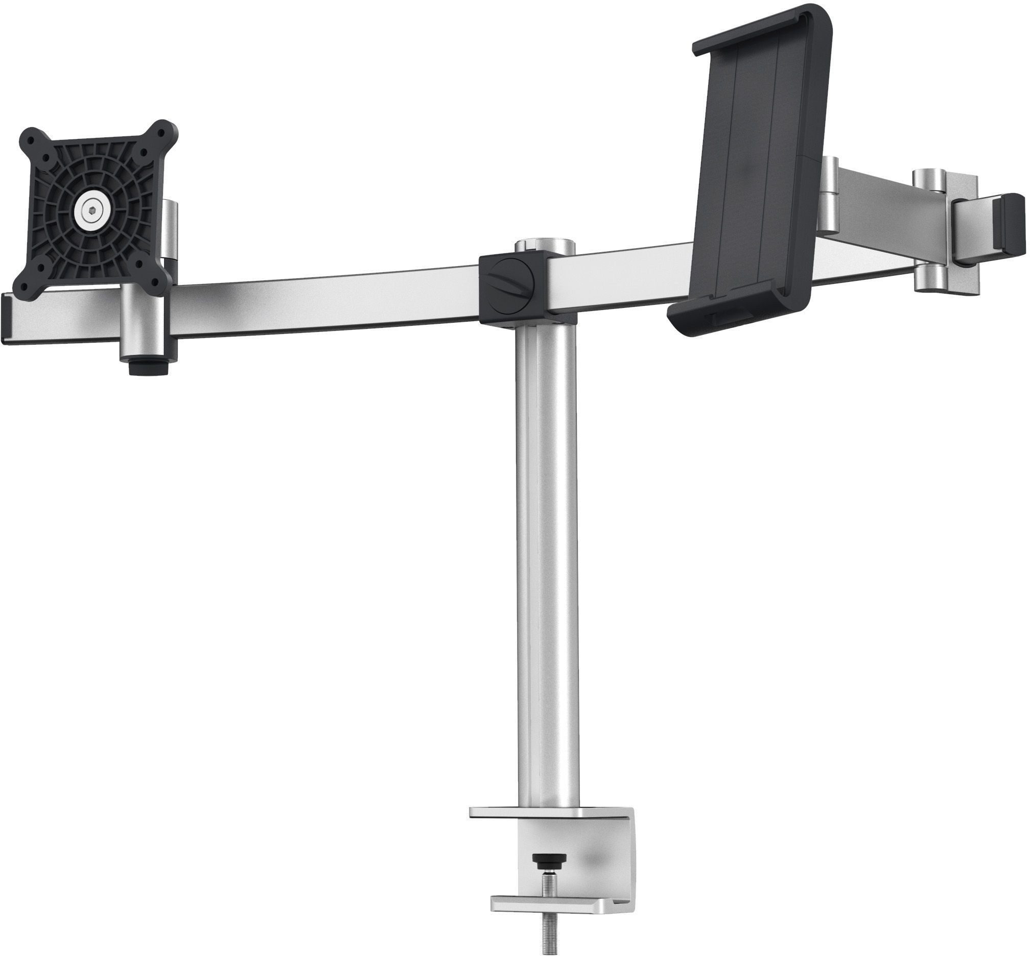 DURABLE Monitor-Halterung Monitorhalter mit Arm für 1 Monitor+1 Tablet silber Tischklemme