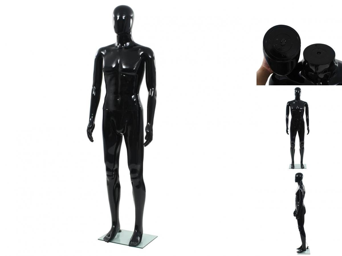 Schneiderpuppe Männliche Schaufensterpuppe mit Glassockel Schwarz 185 cm
