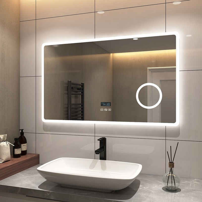 S'AFIELINA Badspiegel »Wandspiegel mit Beleuchtung LED Badspiegel mit Energiesparend«, Touchschalter,Beschlagfrei,Bluetooth,3-fach Vergrößerung,3 Lichtfarbe