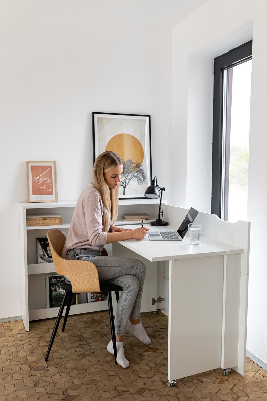 Salbei Concept, Schreibtisch,multifunktionales (Home office) Schreibtisch Klappbarer Sideboard Compleo Work