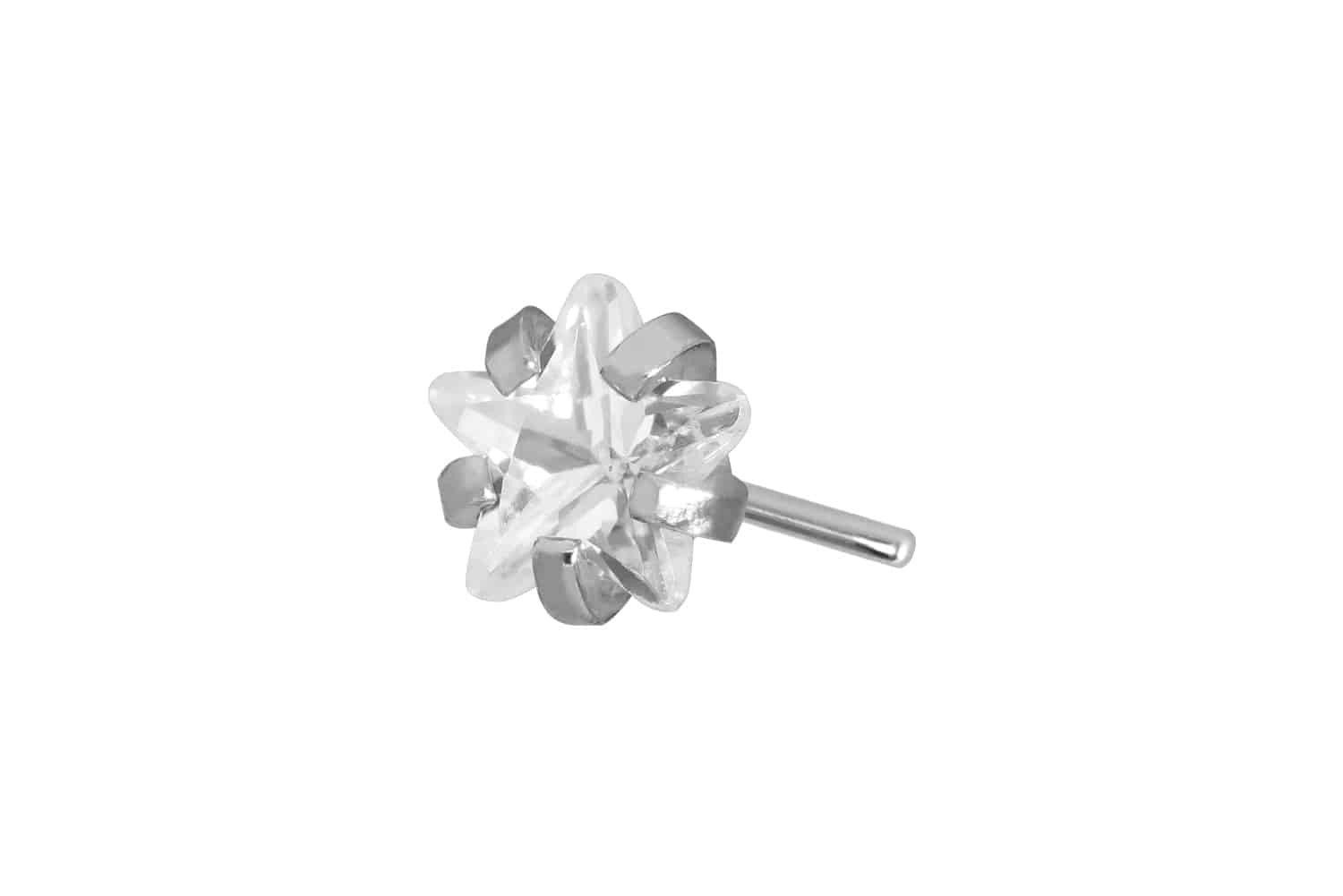 PIERCINGLINE Piercing-Set Titan Aufsatz mit Push Pin EINGEFASSTER KRISTALLSTERN (Push Pins, 1-tlg)