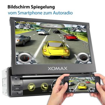 XOMAX XOMAX XM-DA759: 1DIN Autoradio mit Android 10 Navi 7 Zoll Touchscreen Monitor, Bluetooth, DVD, CD, SD und USB Autoradio