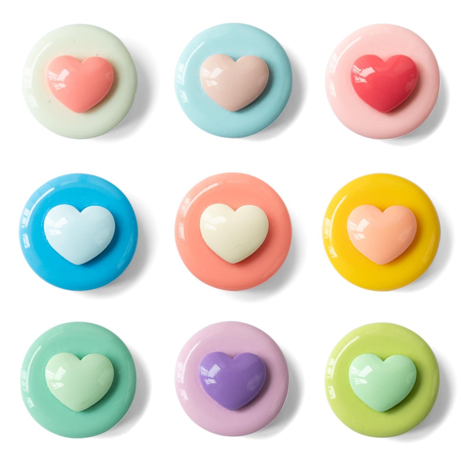 FOUORTUNATE-BEE Magnet 9er Herz Magnete Set Kühlschrankmagnete Magnetpins Deko Bunt Büro (9-St), Für Whiteboard Kühlschrank Spind Büro Küche Pinnwand Dekoration Set