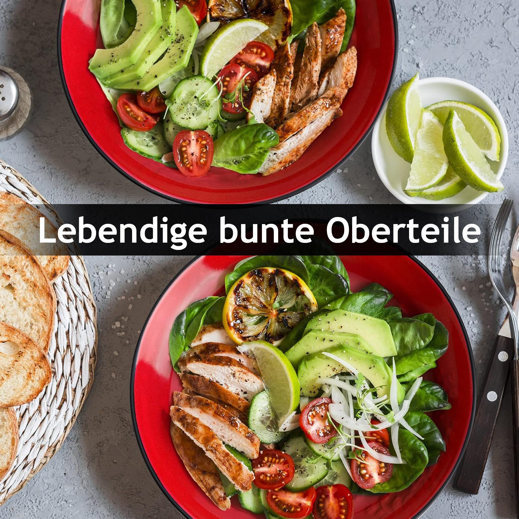 MiaMio Tafelservice Le Papillon Kombiservice, rot (24-tlg), 6 Personen, Keramik, 24 Teile, für 6 Personen