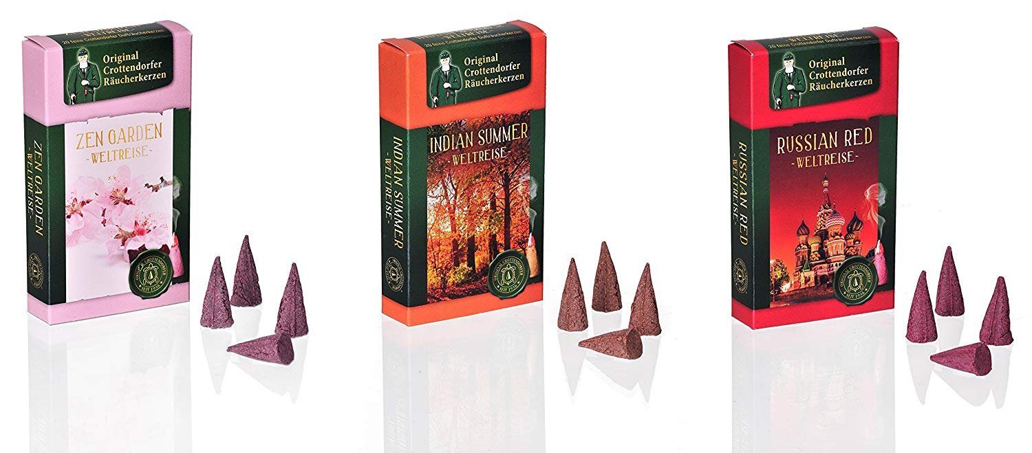 Crottendorfer Duftkerze 3er Set: Zen Garden / Indian Summer / Russian Red, günstig online kaufen