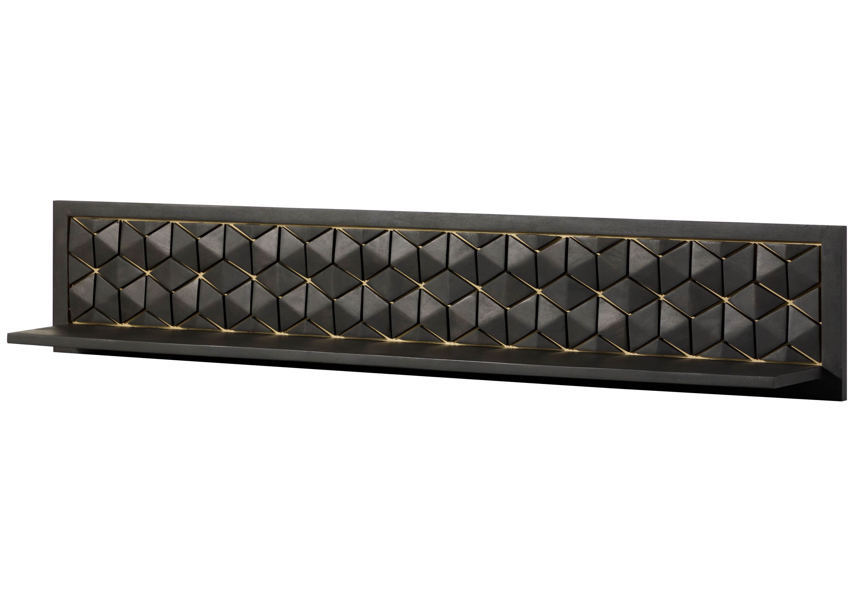 Massivmoebel24 Wandregal DIAMOND, 1-tlg., Mango 159x22x29 grau geölt DIAMOND #125