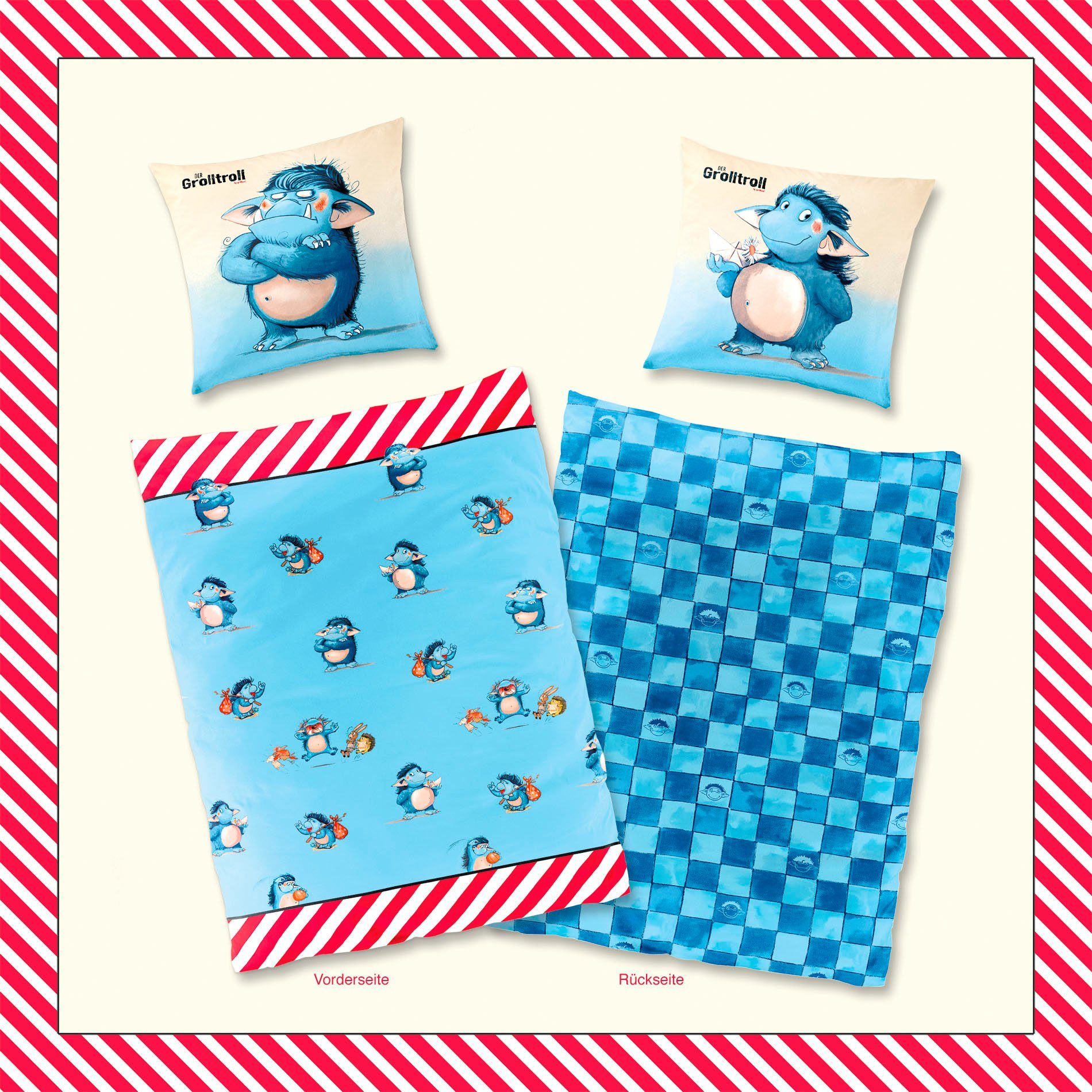 BIERBAUM Kinderbettwäsche Der Grolltroll, Renforcé, 2 teilig, mit Wendeseite