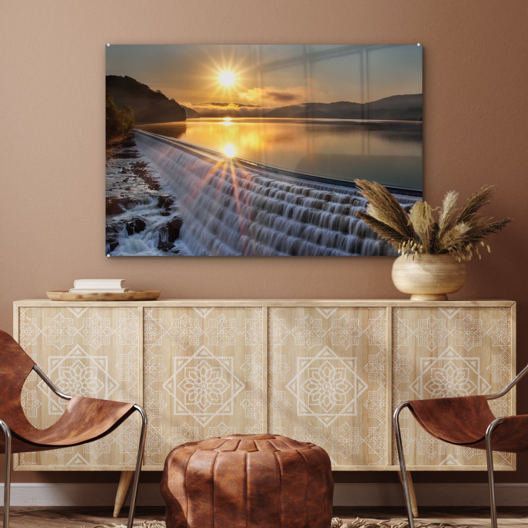 Croton-Damm (1 Der Sonnenaufgang, St), bei Wohnzimmer Schlafzimmer Acrylglasbild Acrylglasbilder neue & MuchoWow